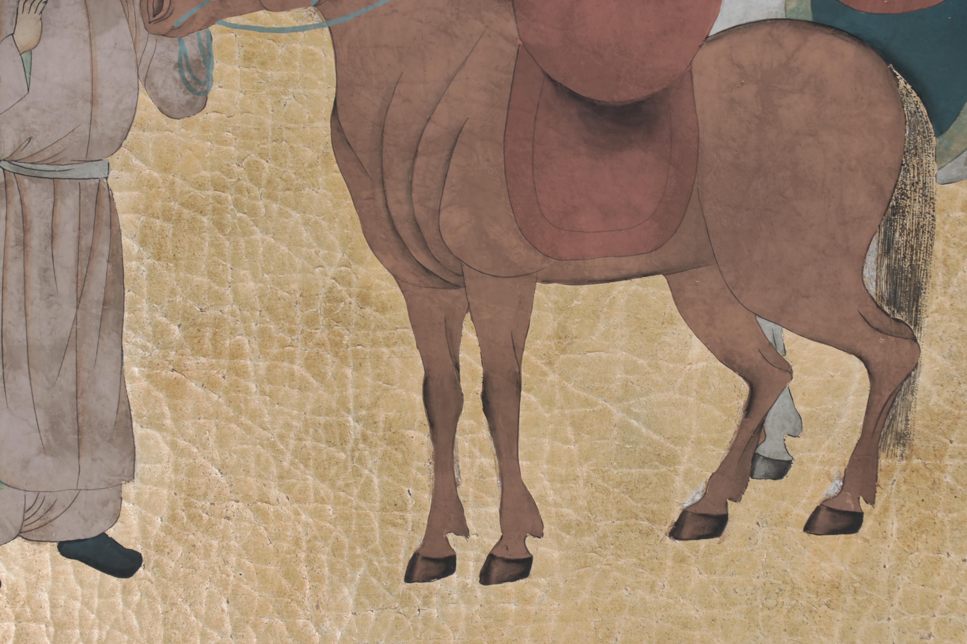 Chinese Large Scale Gouache Painting of Horses