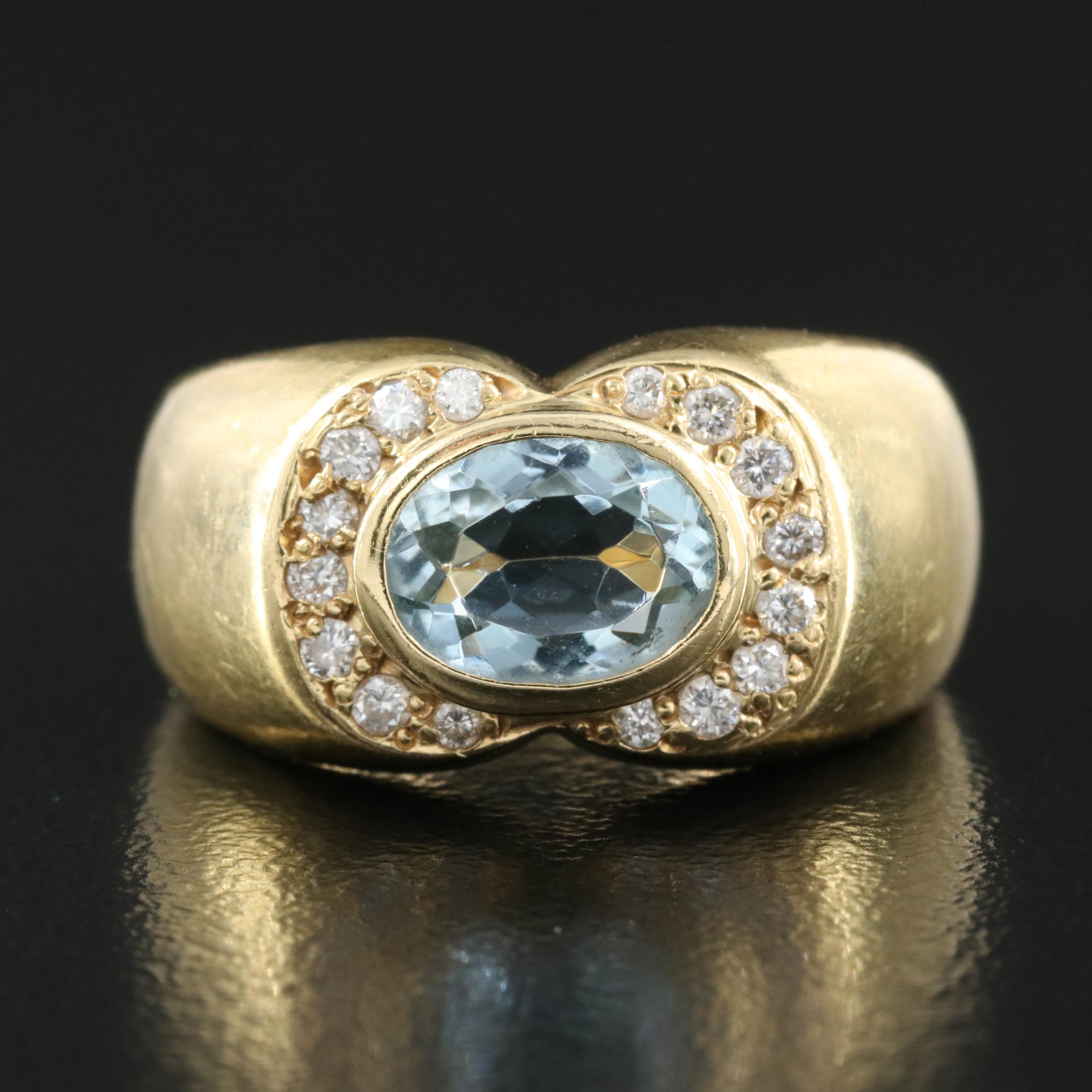 18K Aquamarine and Diamond Ring