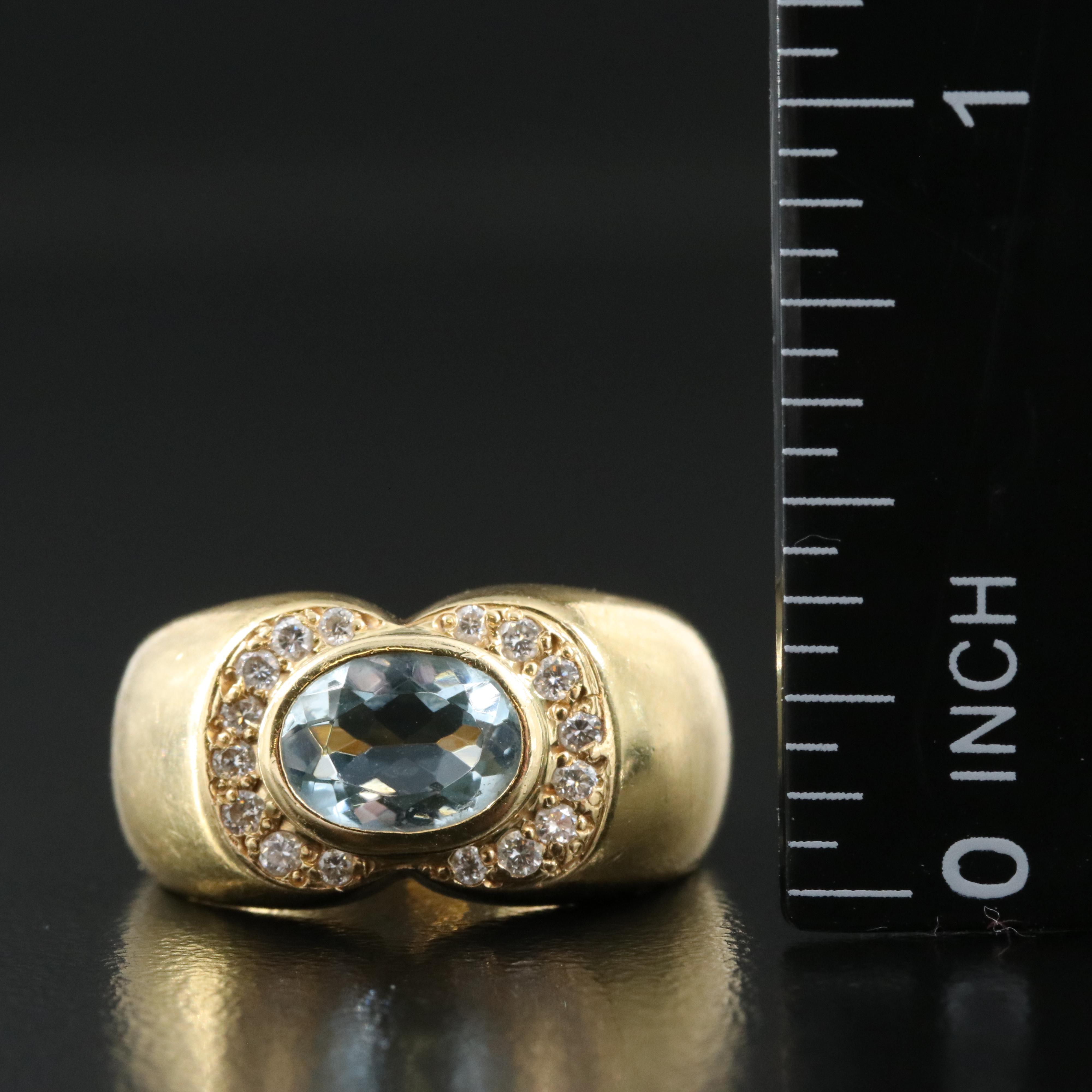 18K Aquamarine and Diamond Ring