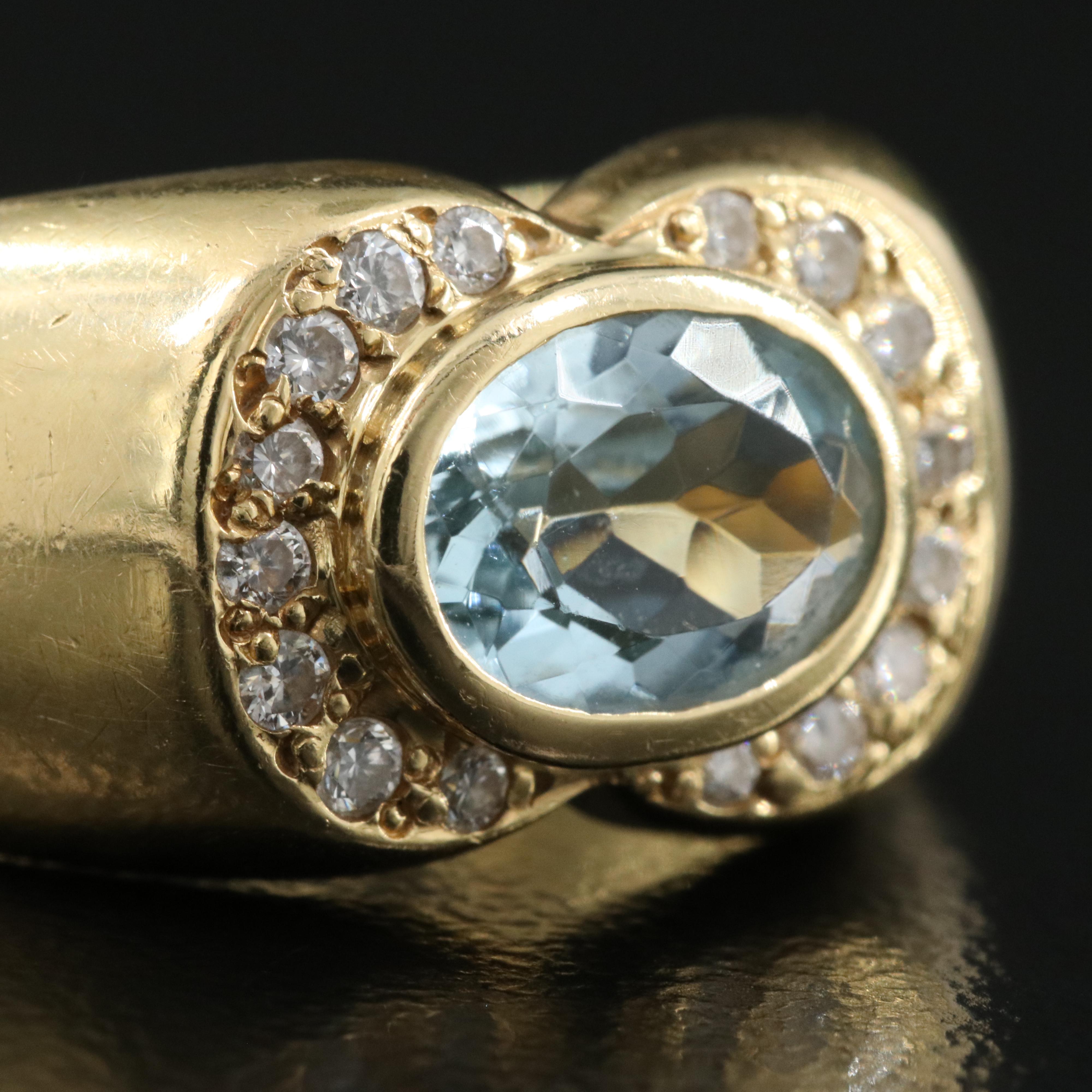 18K Aquamarine and Diamond Ring