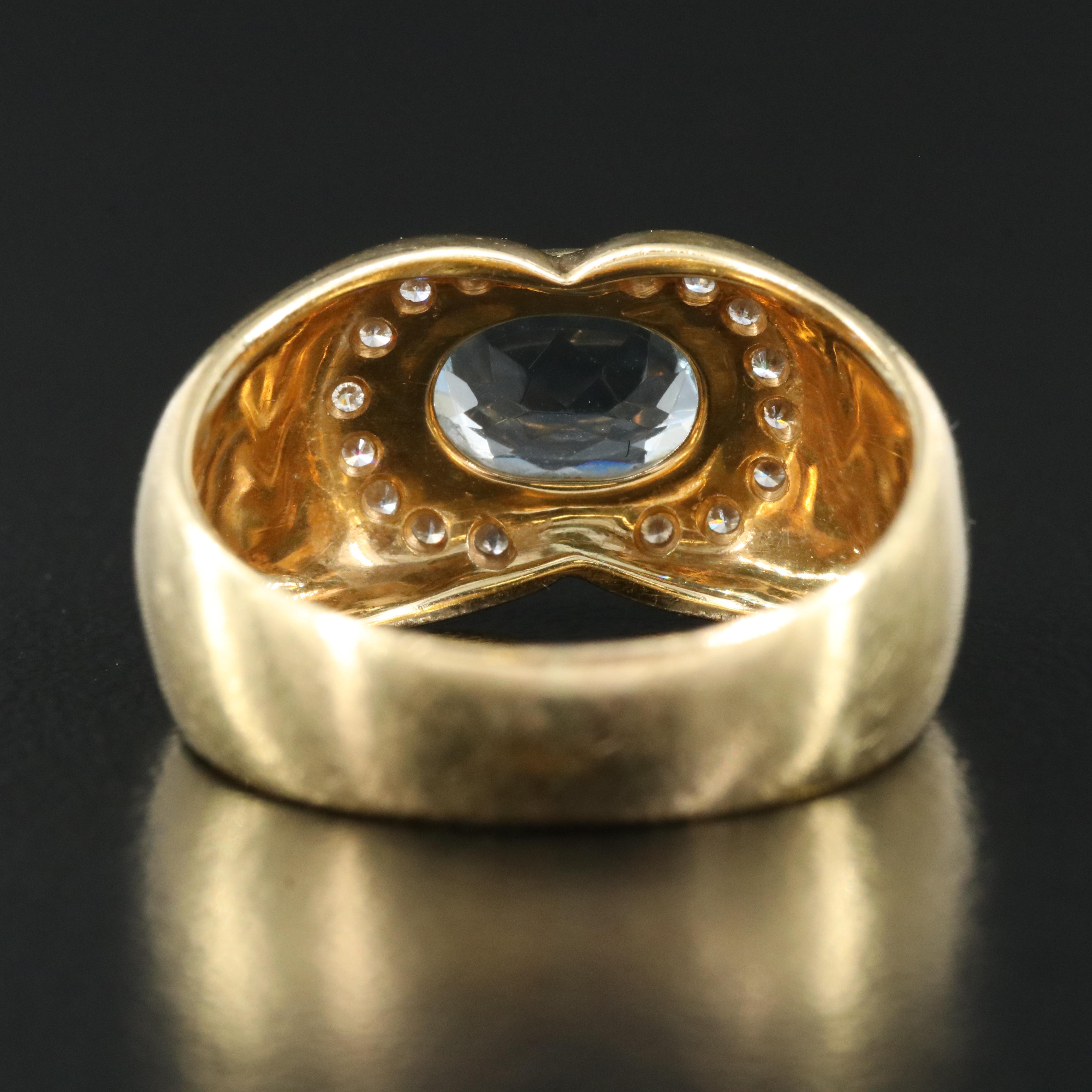 18K Aquamarine and Diamond Ring