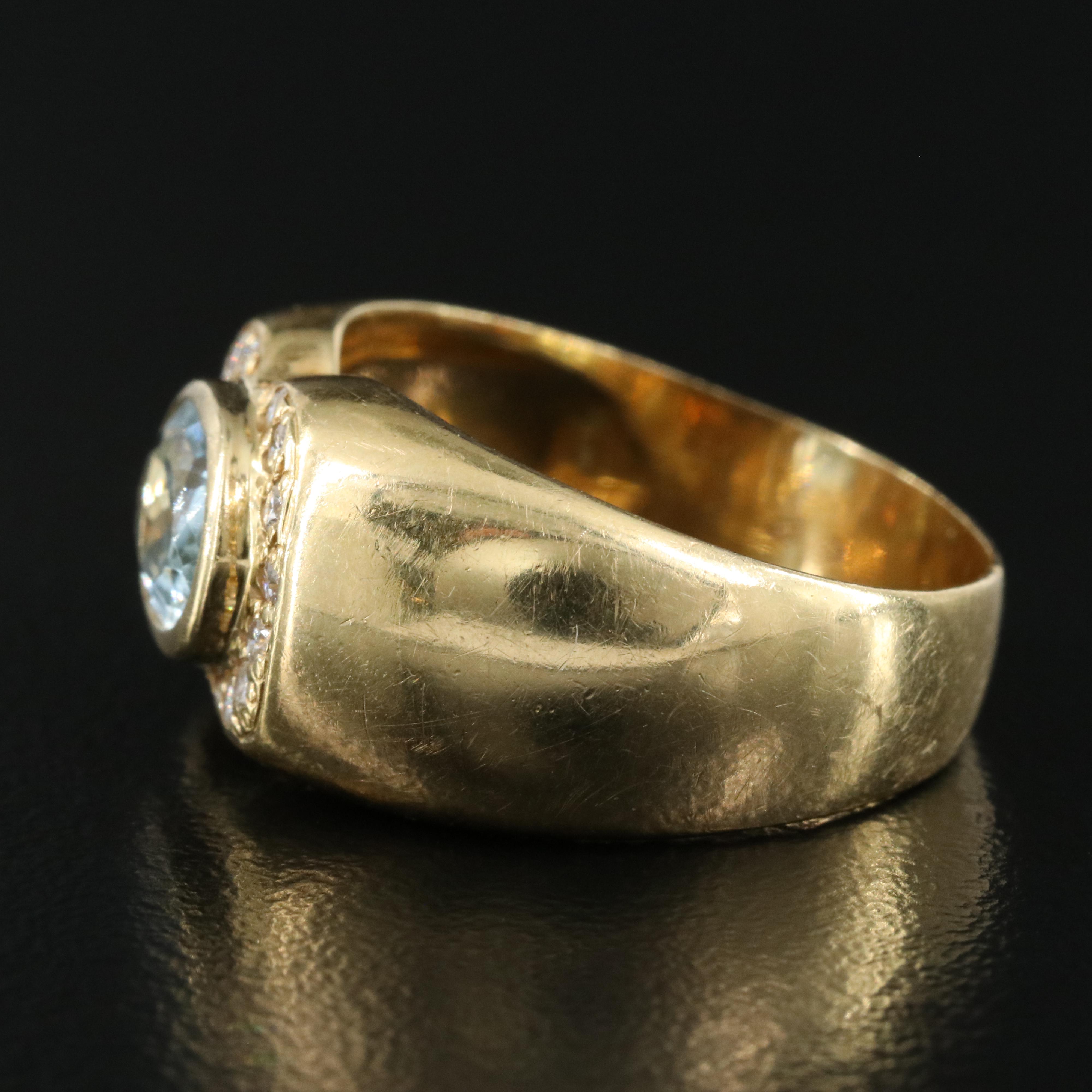 18K Aquamarine and Diamond Ring