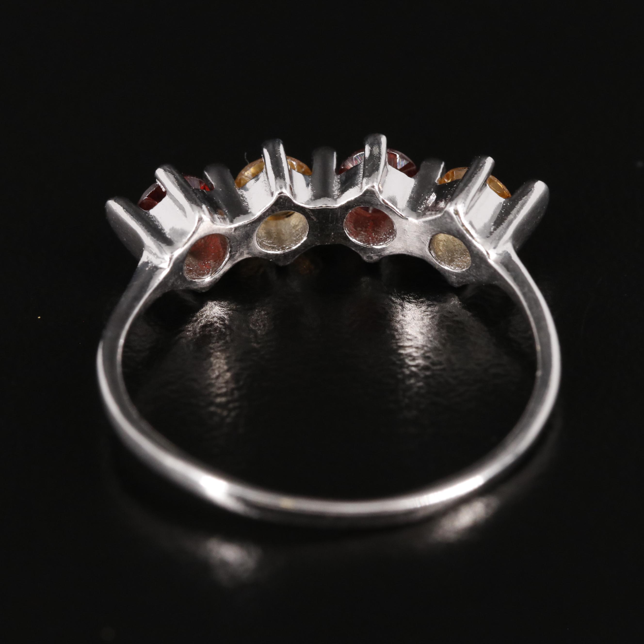 Sterling Citrine and Garnet Ring