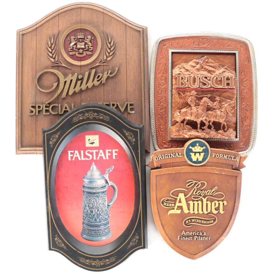 Miller, Falstaff, Wiedemann and Busch Advertising Beer Signs