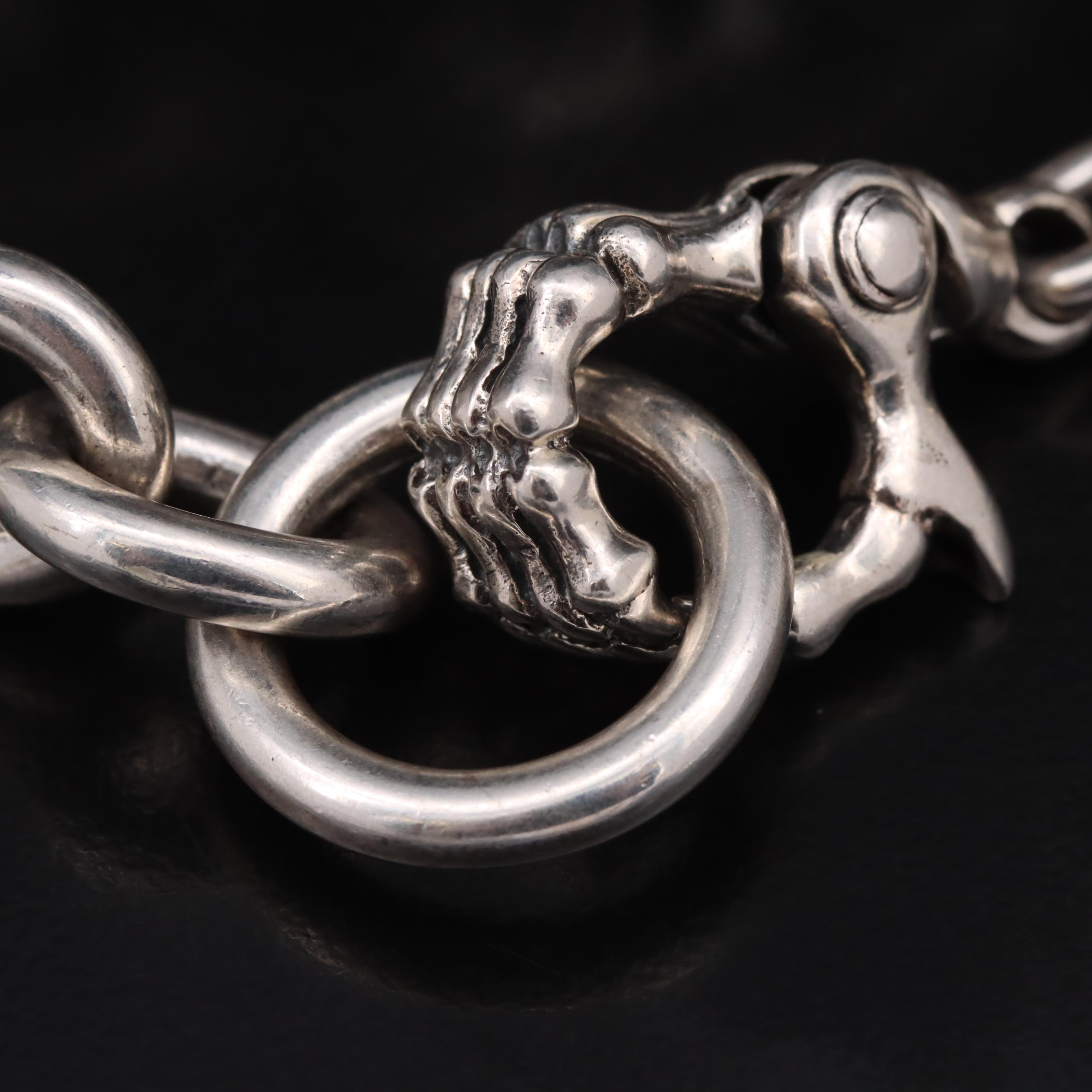 Sterling Flaming Skull Bracelet