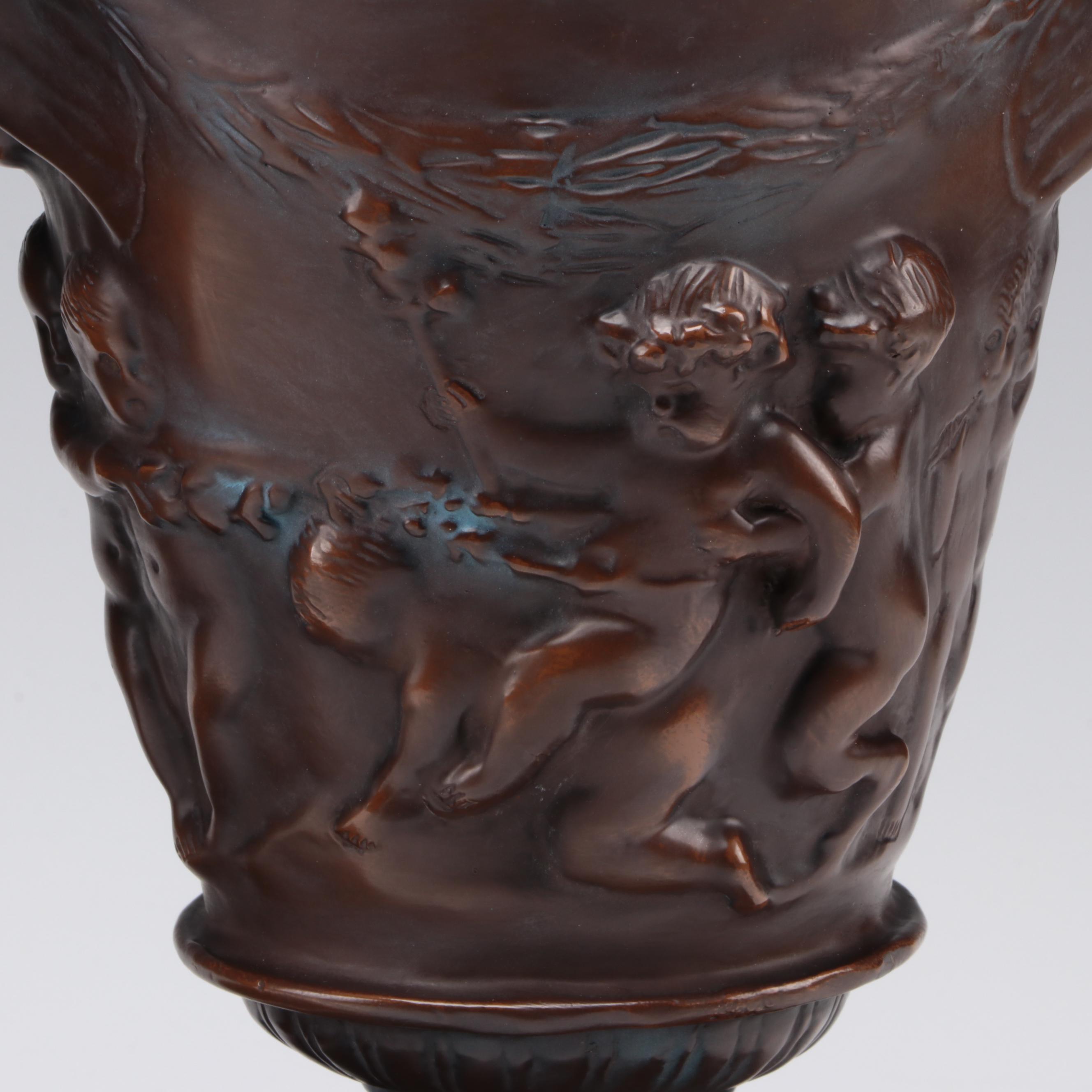 Pair of Neoclassical Style Cast Bronze Urns