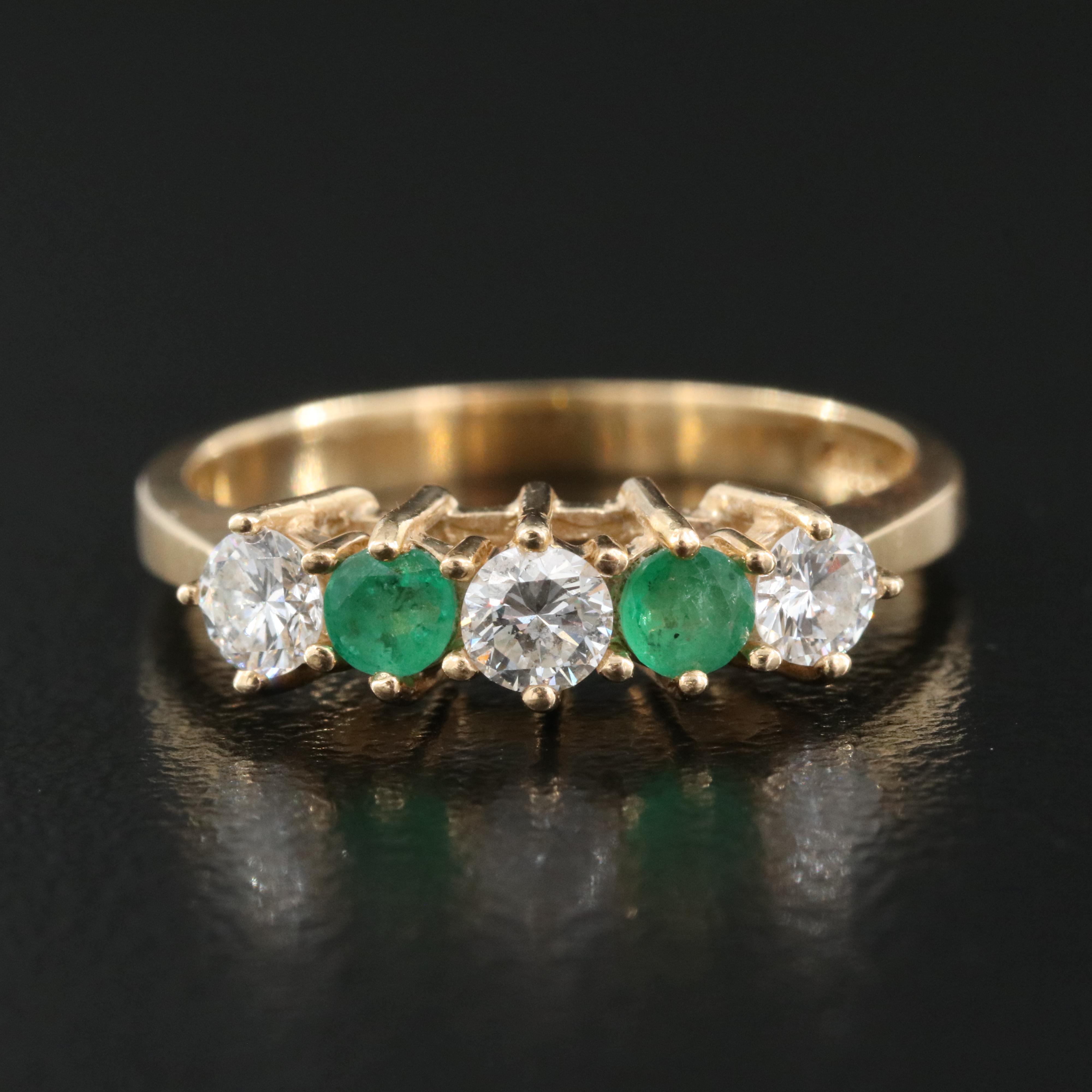 14K Emerald and Diamond Ring
