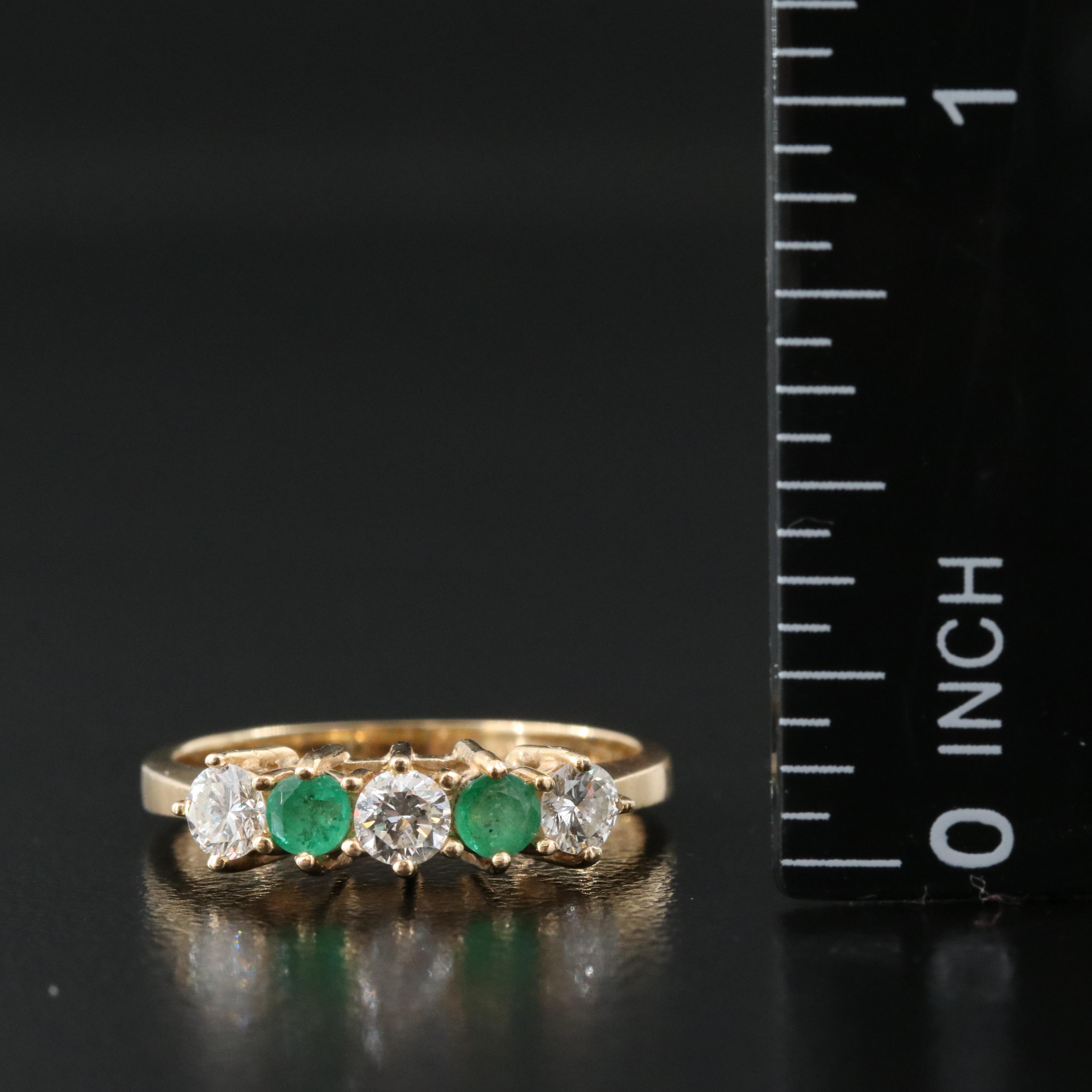 14K Emerald and Diamond Ring