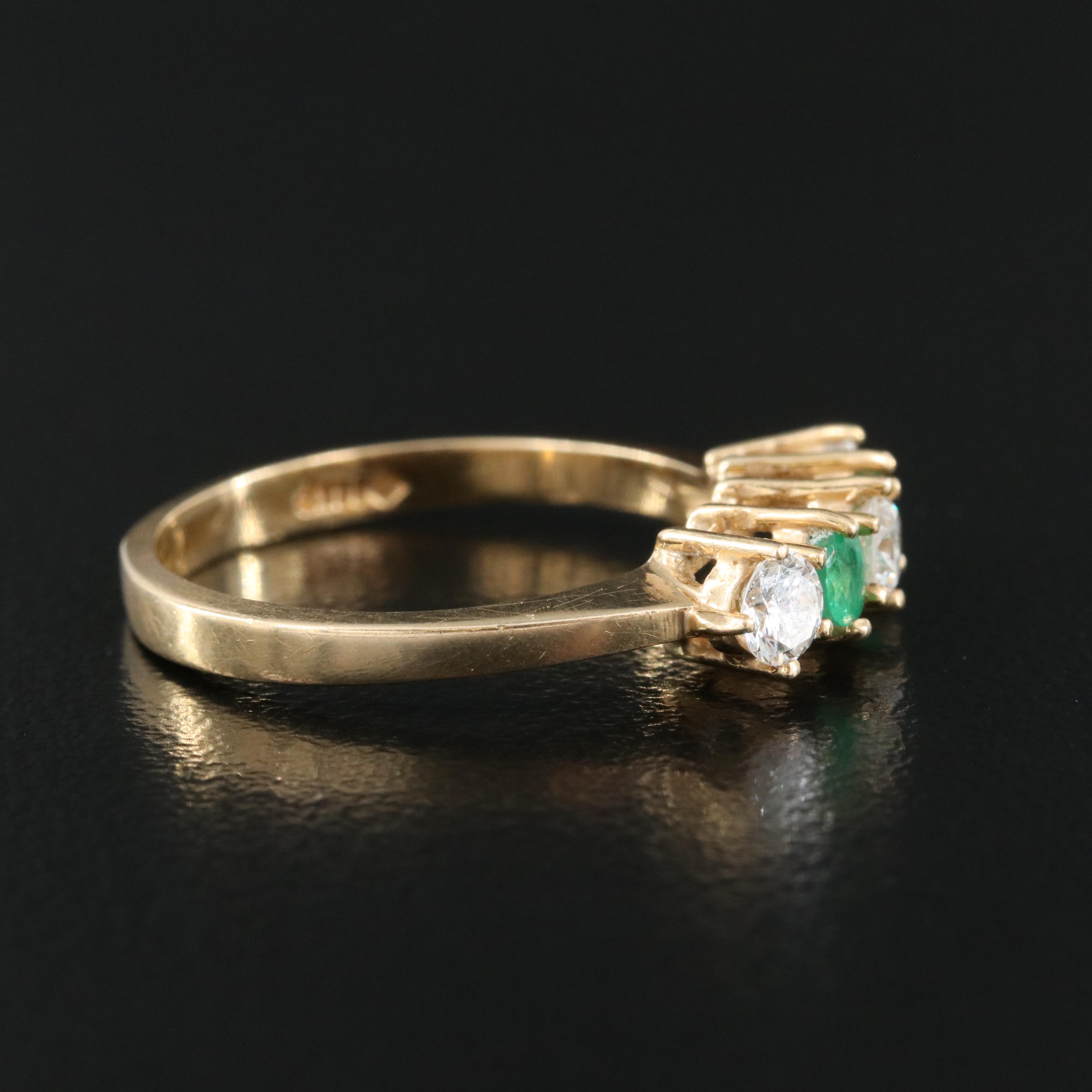 14K Emerald and Diamond Ring