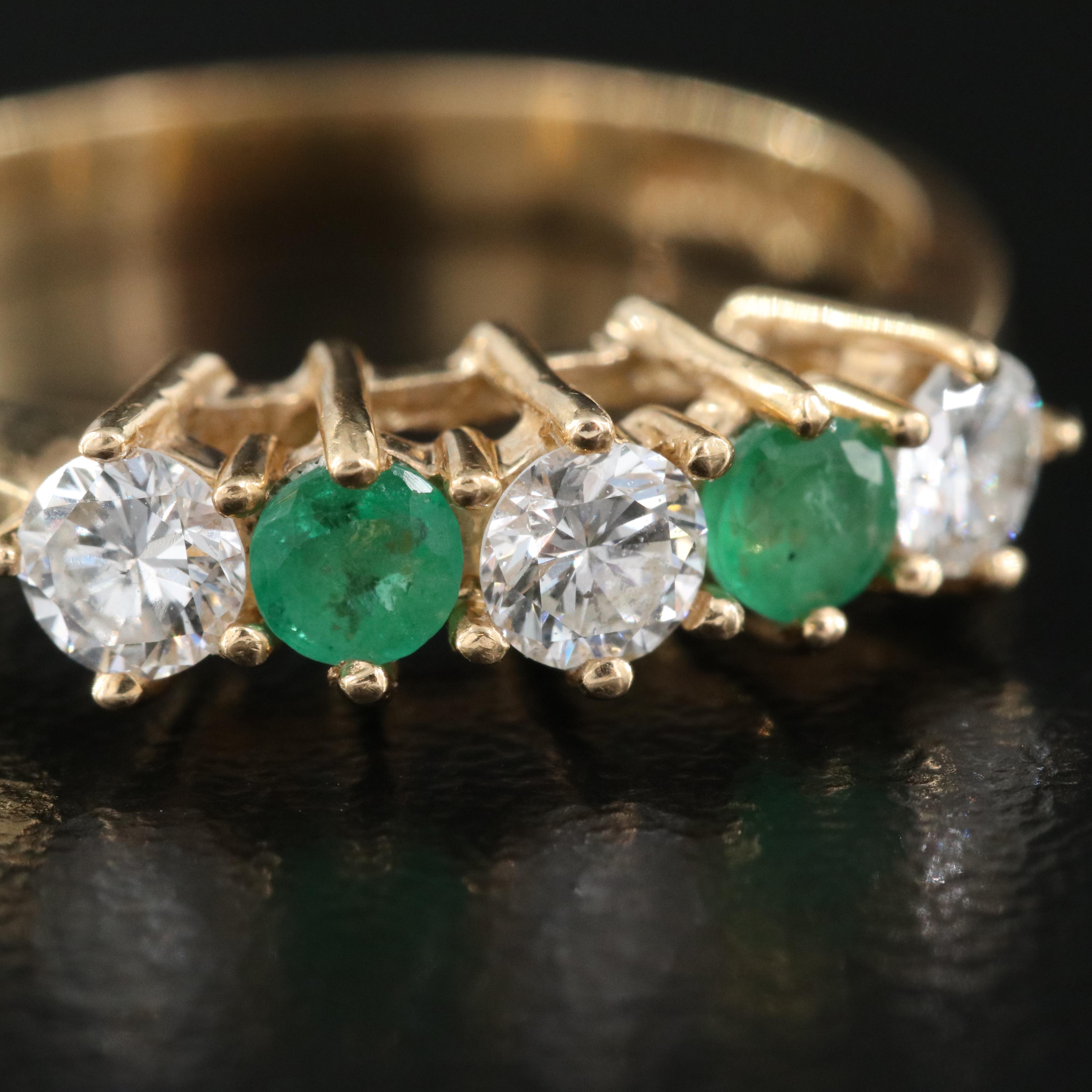 14K Emerald and Diamond Ring