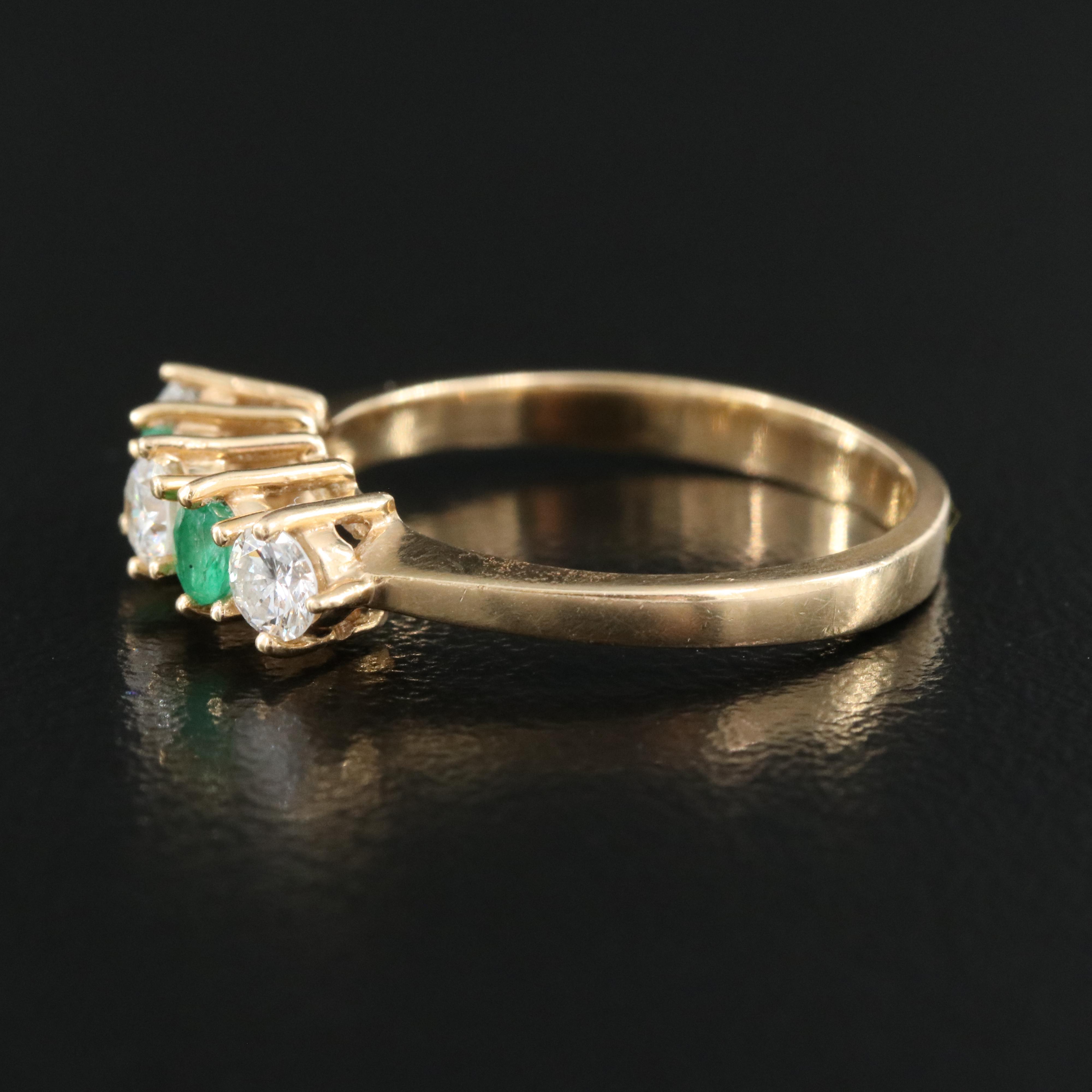 14K Emerald and Diamond Ring