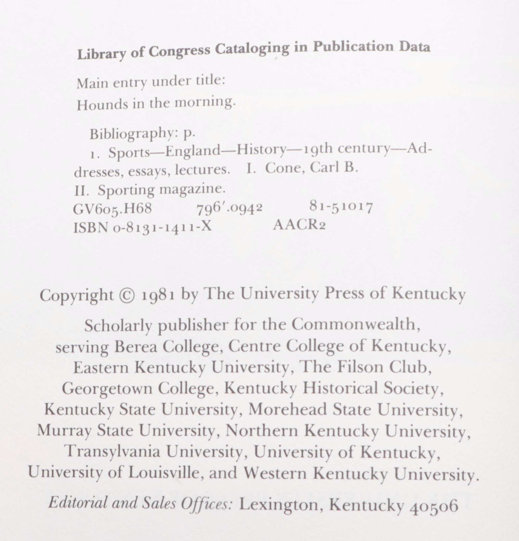 Signed "Night Comes to the Cumberlands" and "Hounds in the Morning"