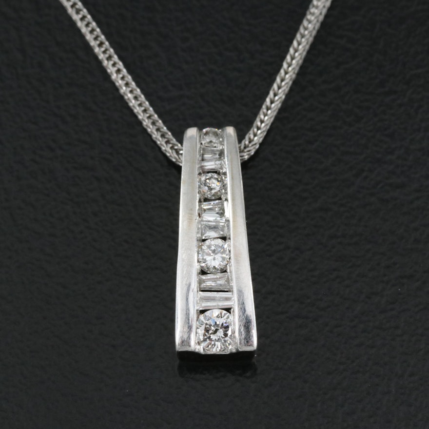 14K 0.23 CTW Diamond Pendant on Italian Foxtail Chain