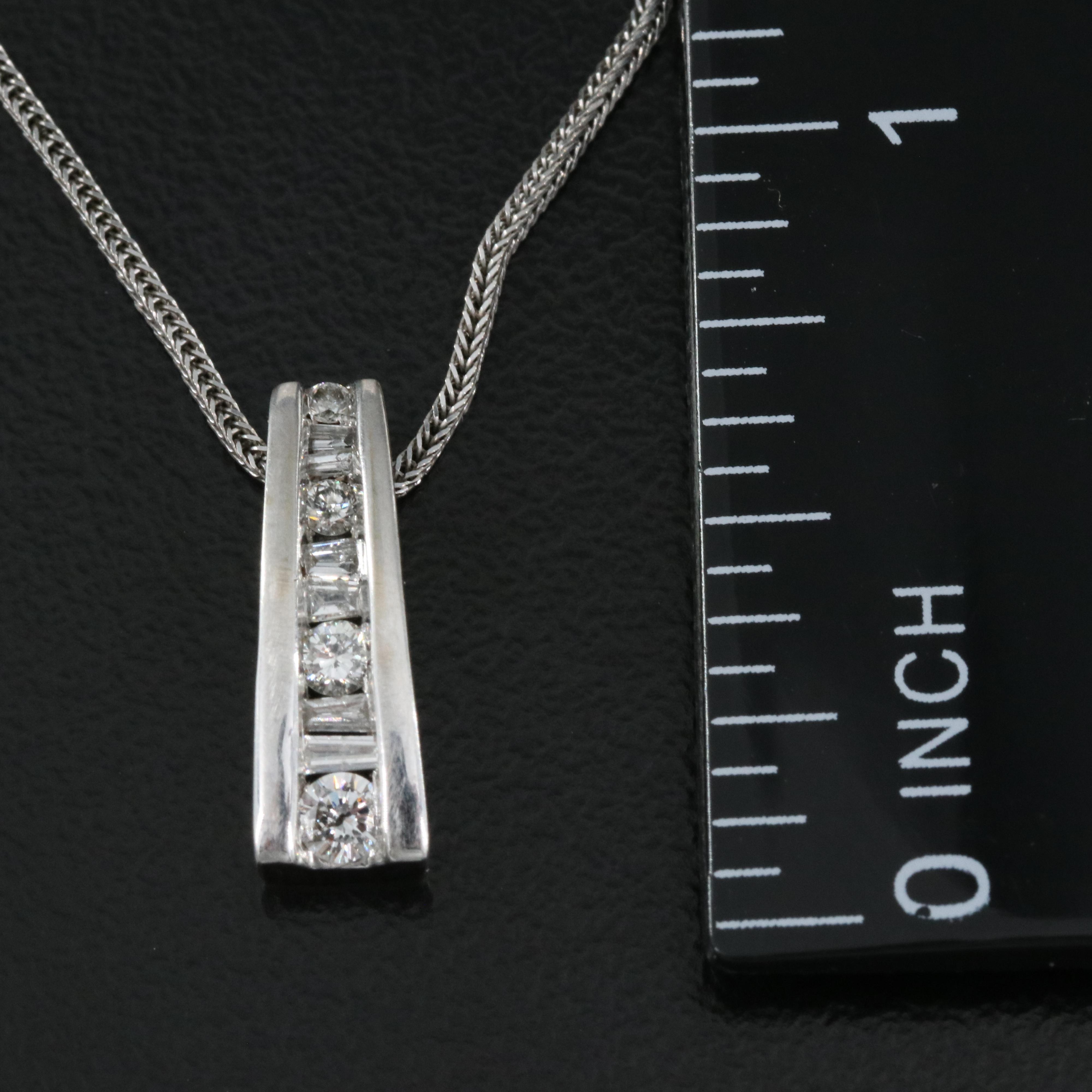 14K 0.23 CTW Diamond Pendant on Italian Foxtail Chain