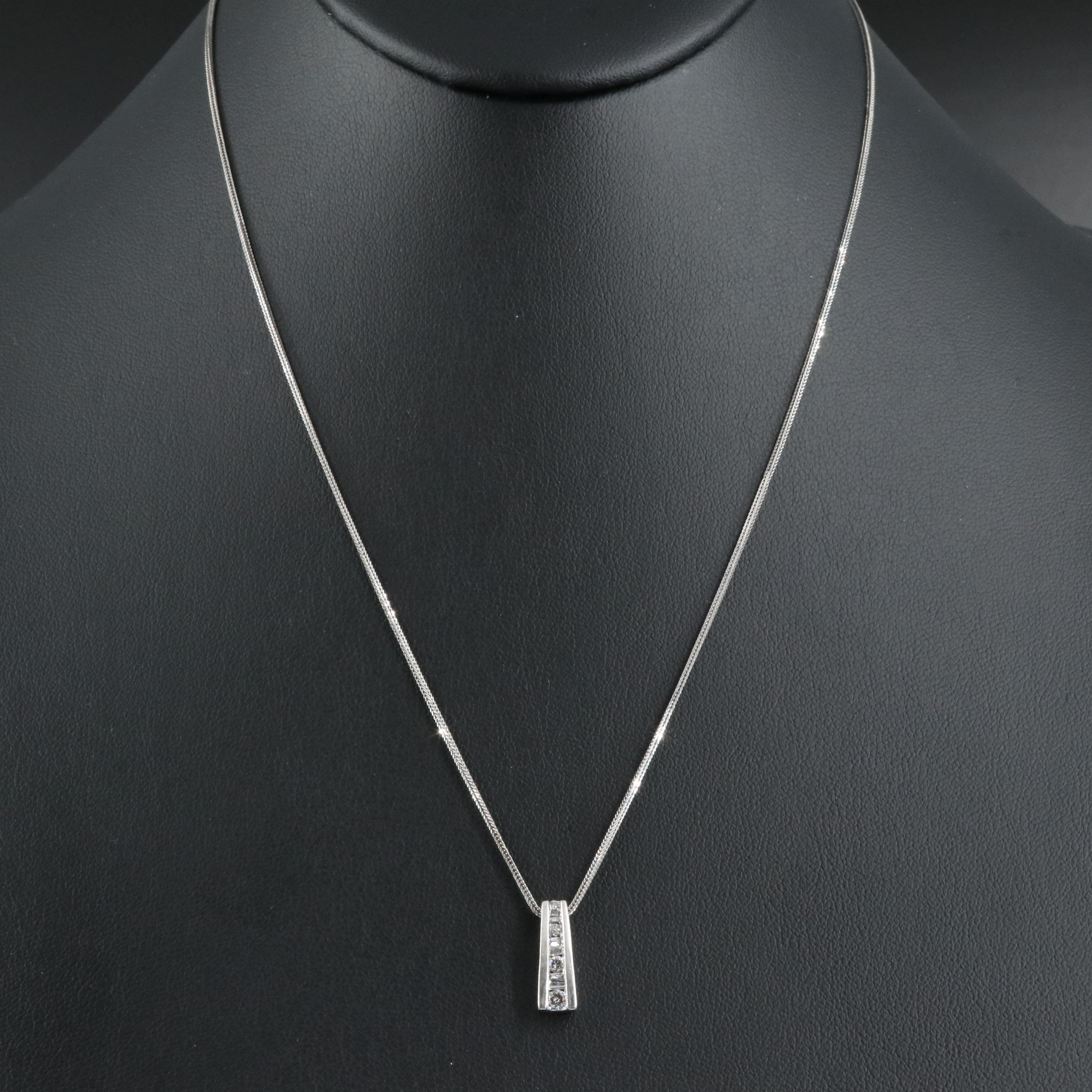 14K 0.23 CTW Diamond Pendant on Italian Foxtail Chain