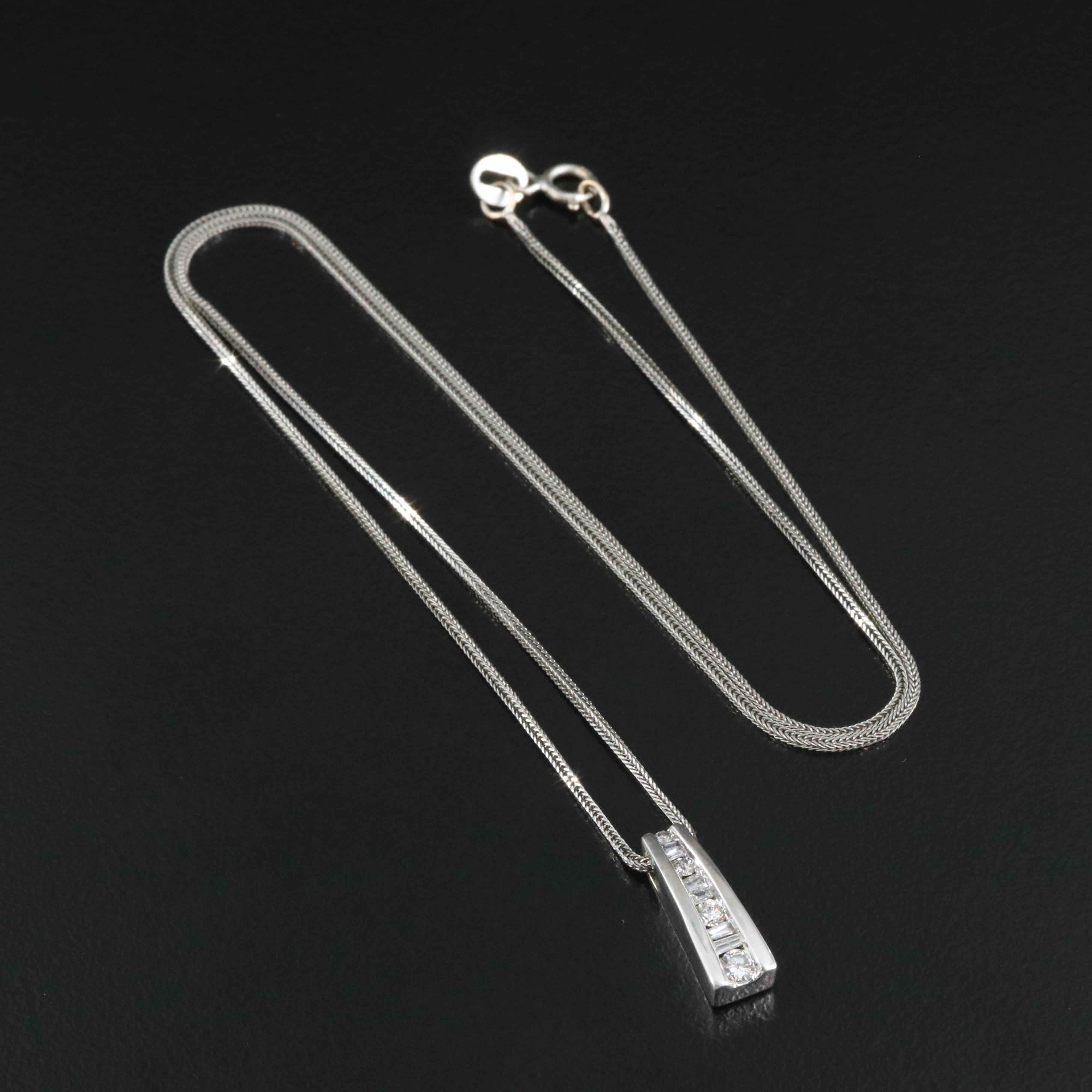 14K 0.23 CTW Diamond Pendant on Italian Foxtail Chain