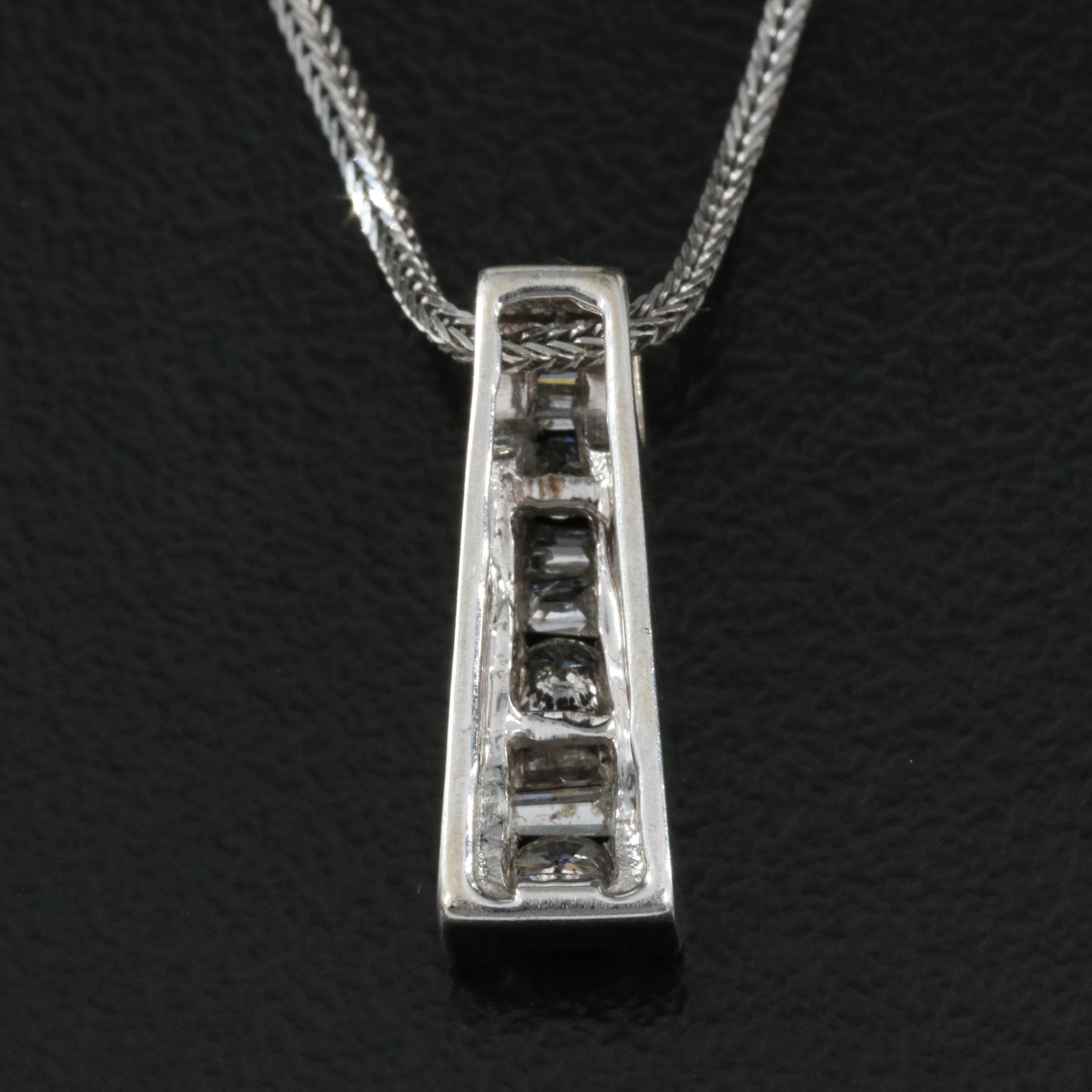 14K 0.23 CTW Diamond Pendant on Italian Foxtail Chain
