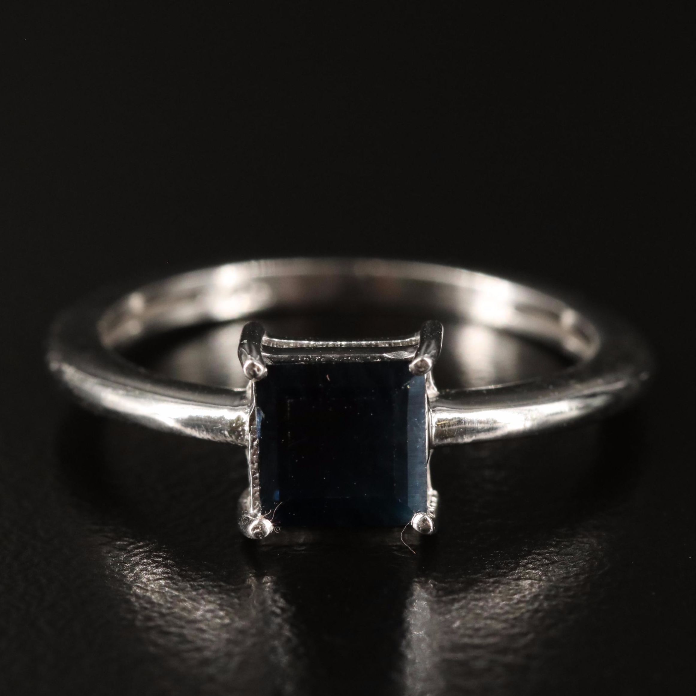 Sterling Sapphire Solitaire Ring