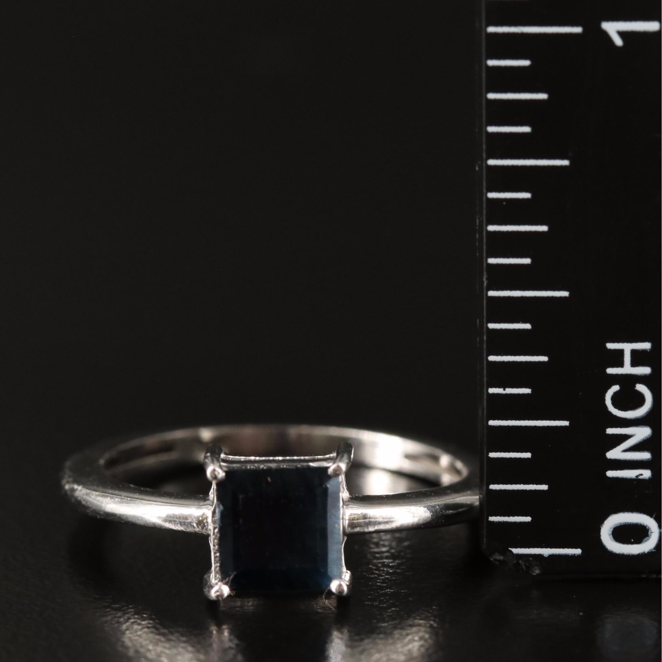 Sterling Sapphire Solitaire Ring