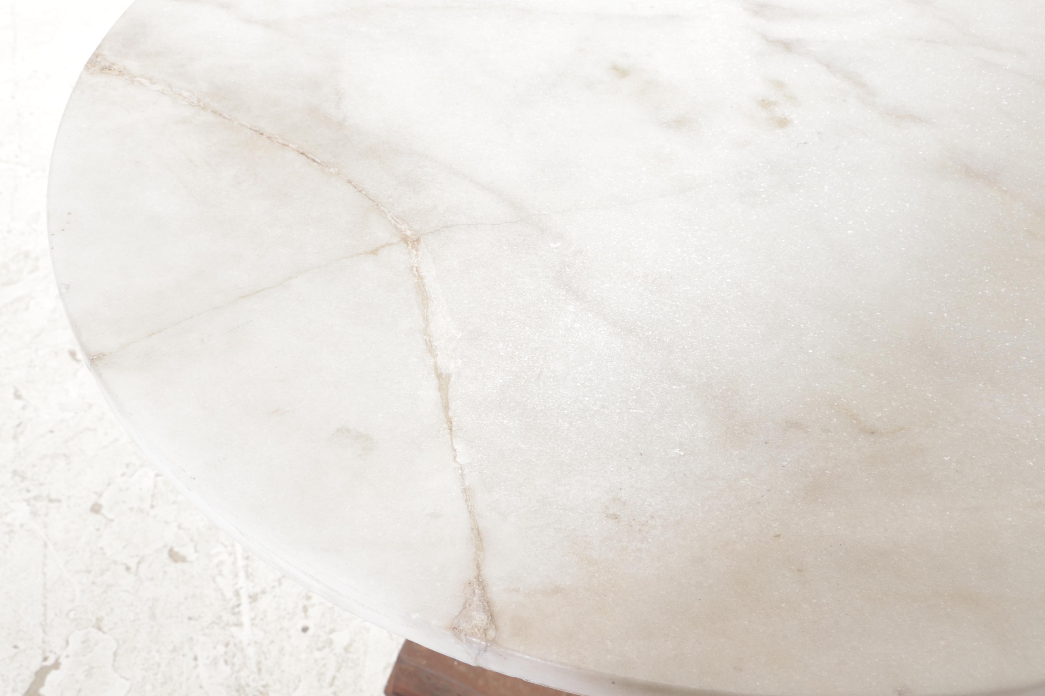 Cast Iron and White Marble Bistro Table