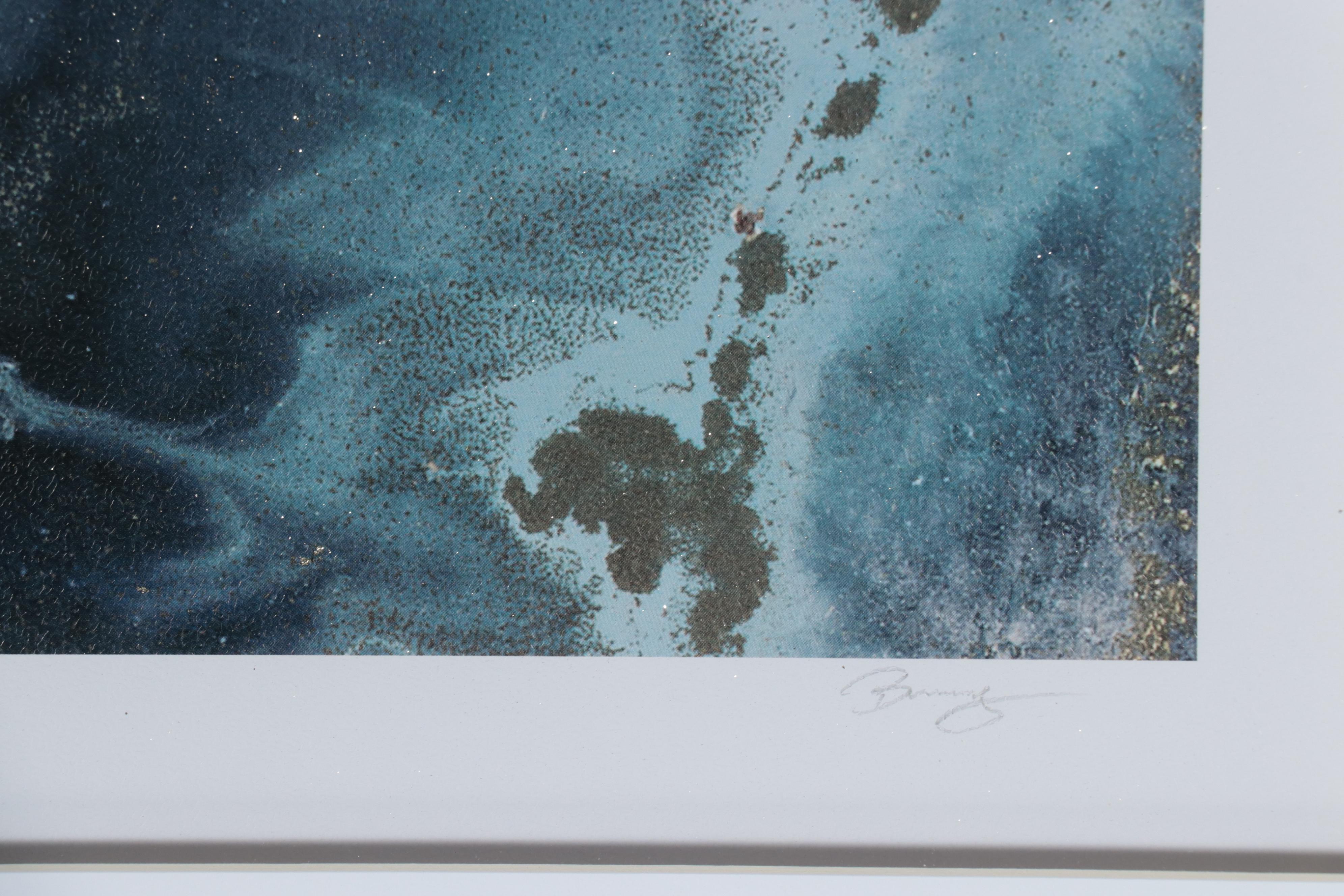 Embellished Offset Lithograph "Blue Lagoon 8," Late 20th Century