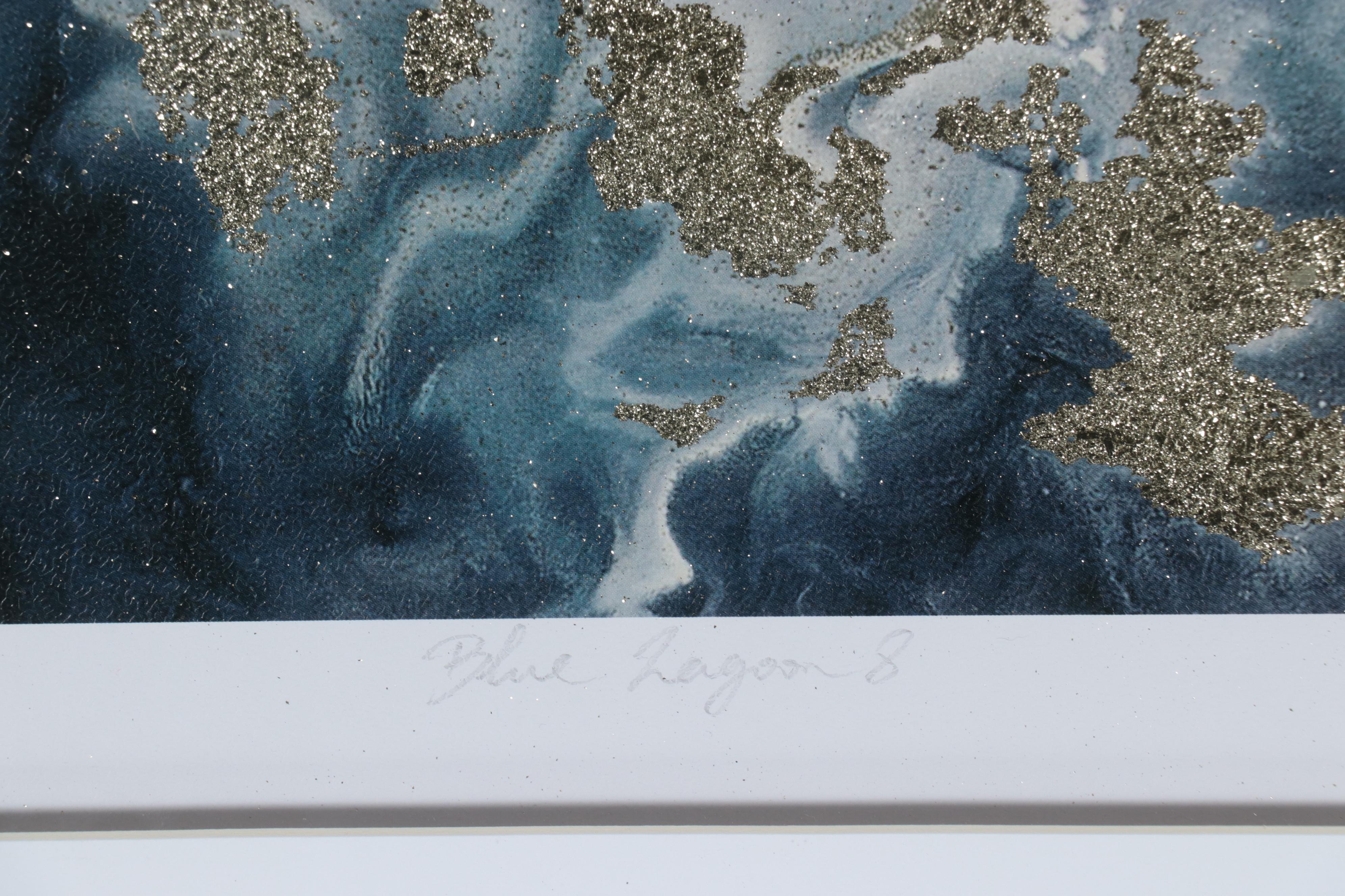 Embellished Offset Lithograph "Blue Lagoon 8," Late 20th Century