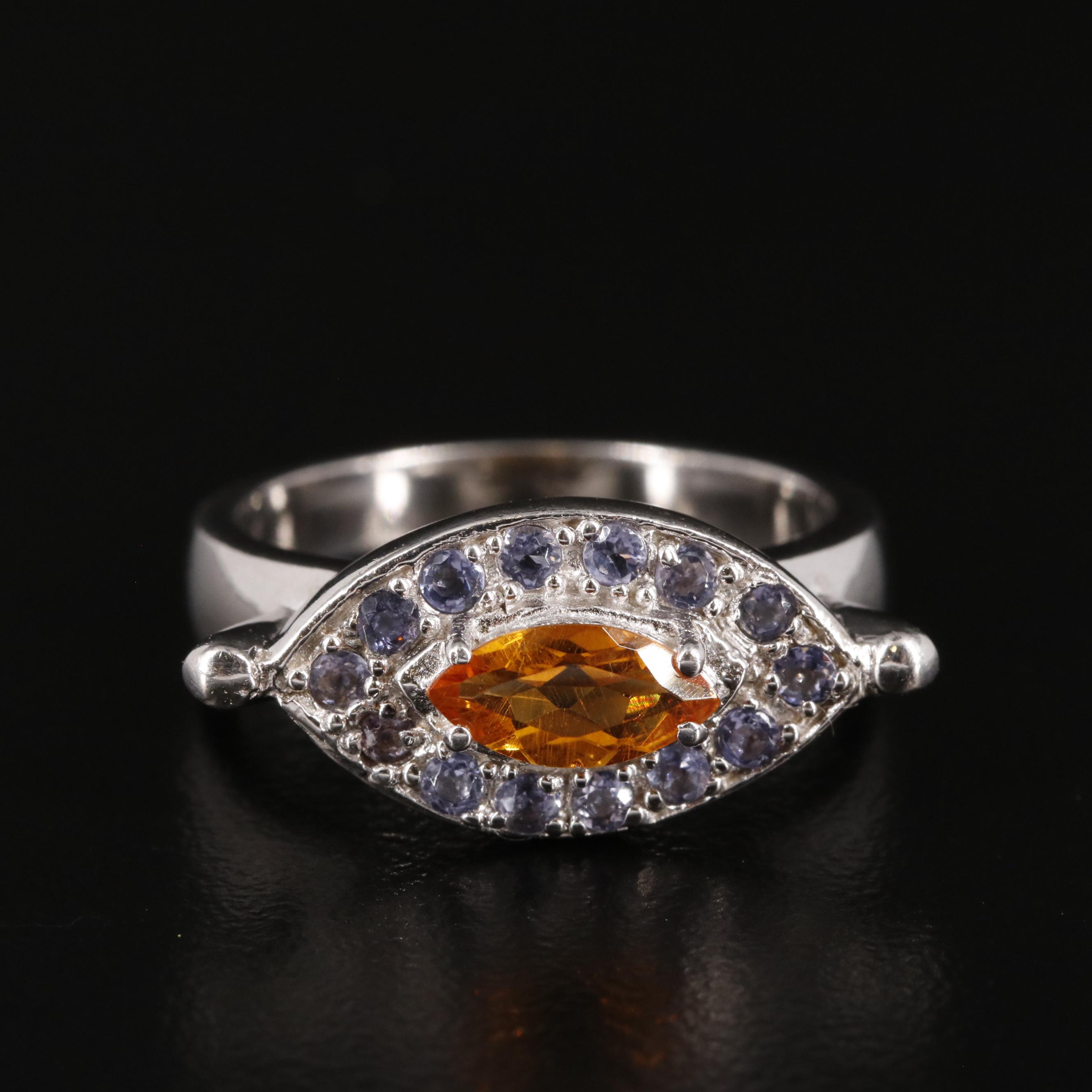 Sterling Citrine and Tanzanite Ring