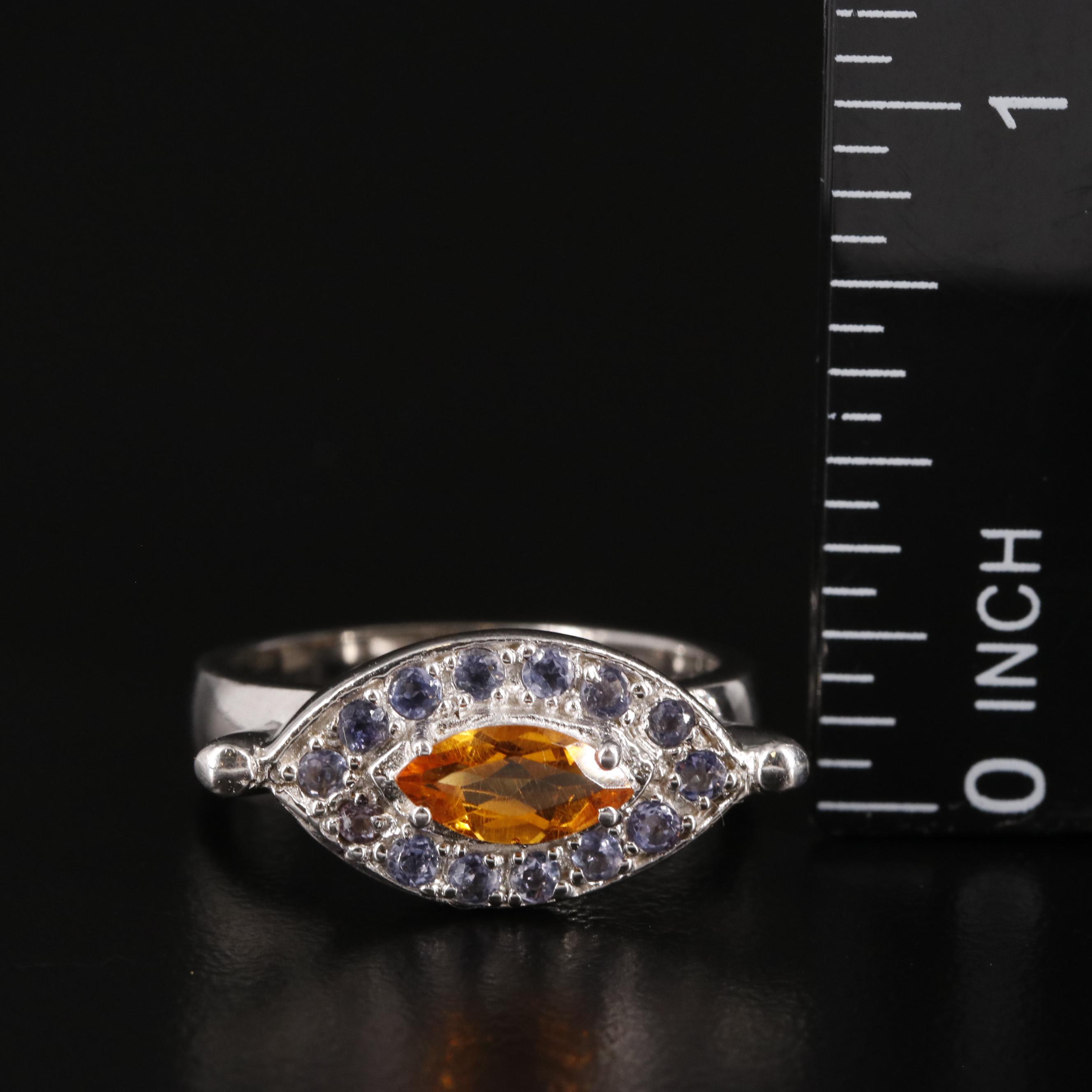 Sterling Citrine and Tanzanite Ring