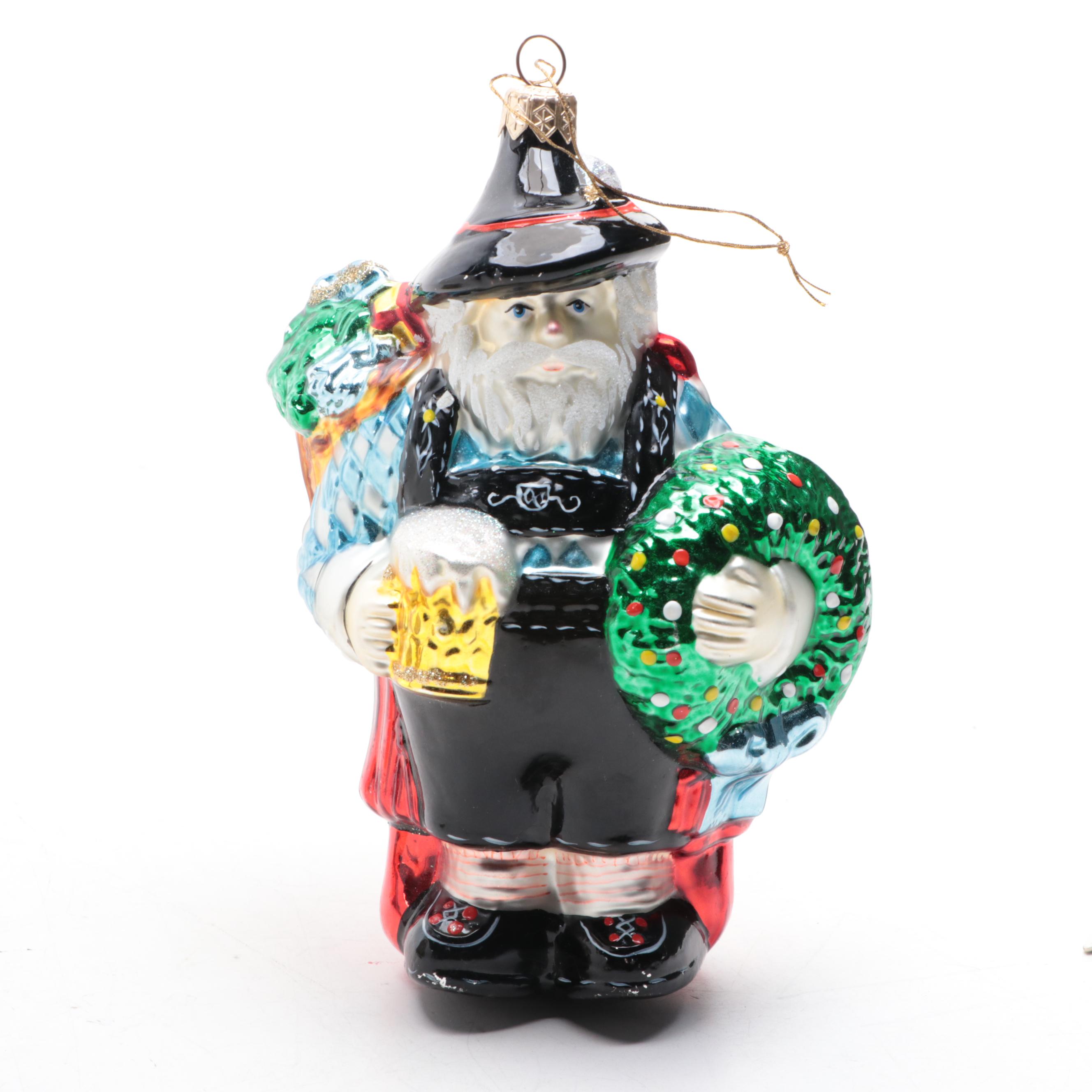 Lilliput Lane English Church Figurine with Figural German Santa Claus Ornament