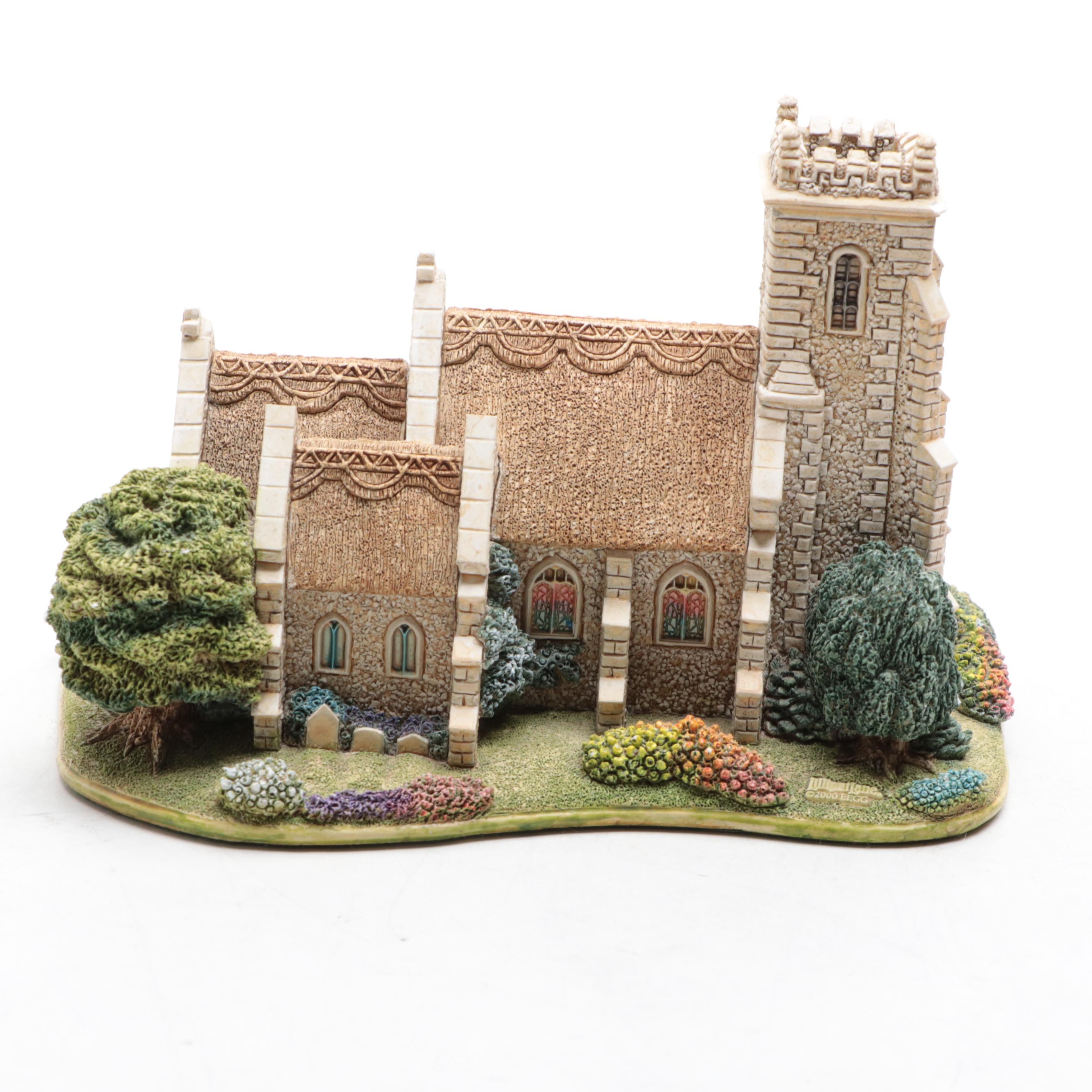 Lilliput Lane English Church Figurine with Figural German Santa Claus Ornament