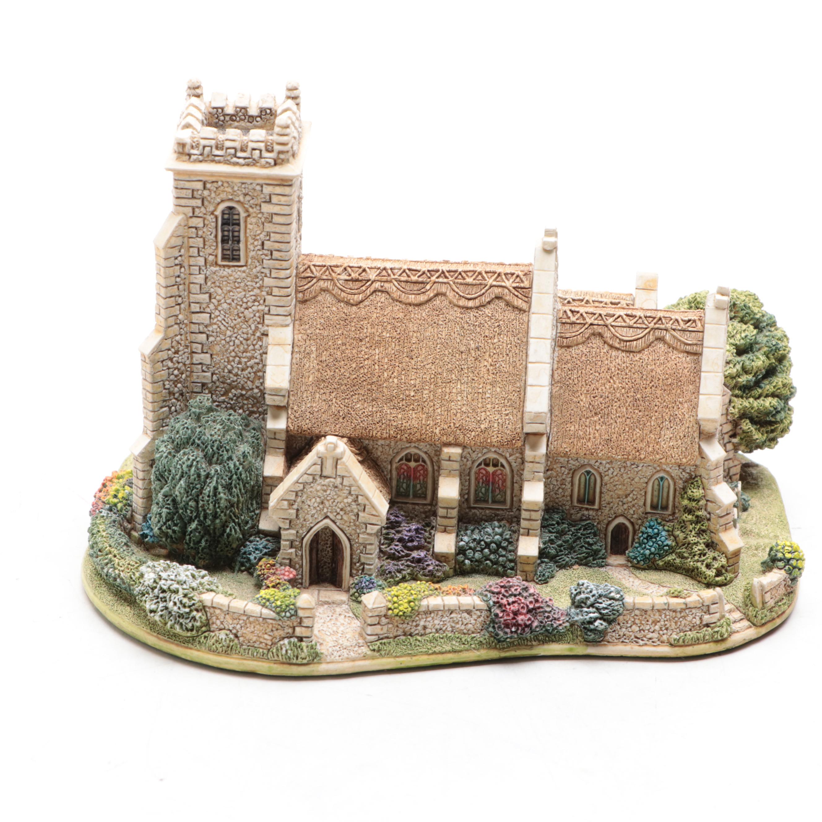 Lilliput Lane English Church Figurine with Figural German Santa Claus Ornament