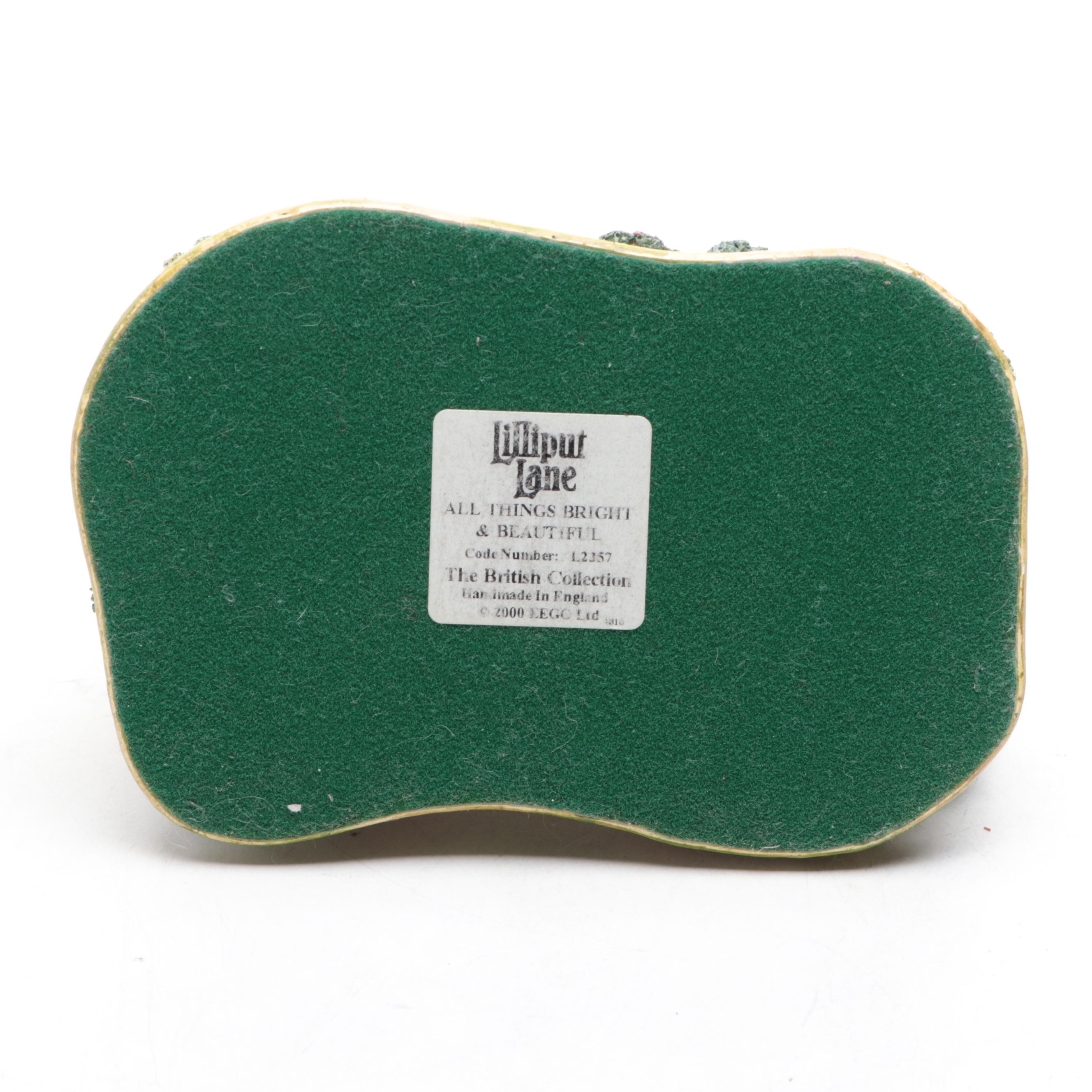 Lilliput Lane English Church Figurine with Figural German Santa Claus Ornament