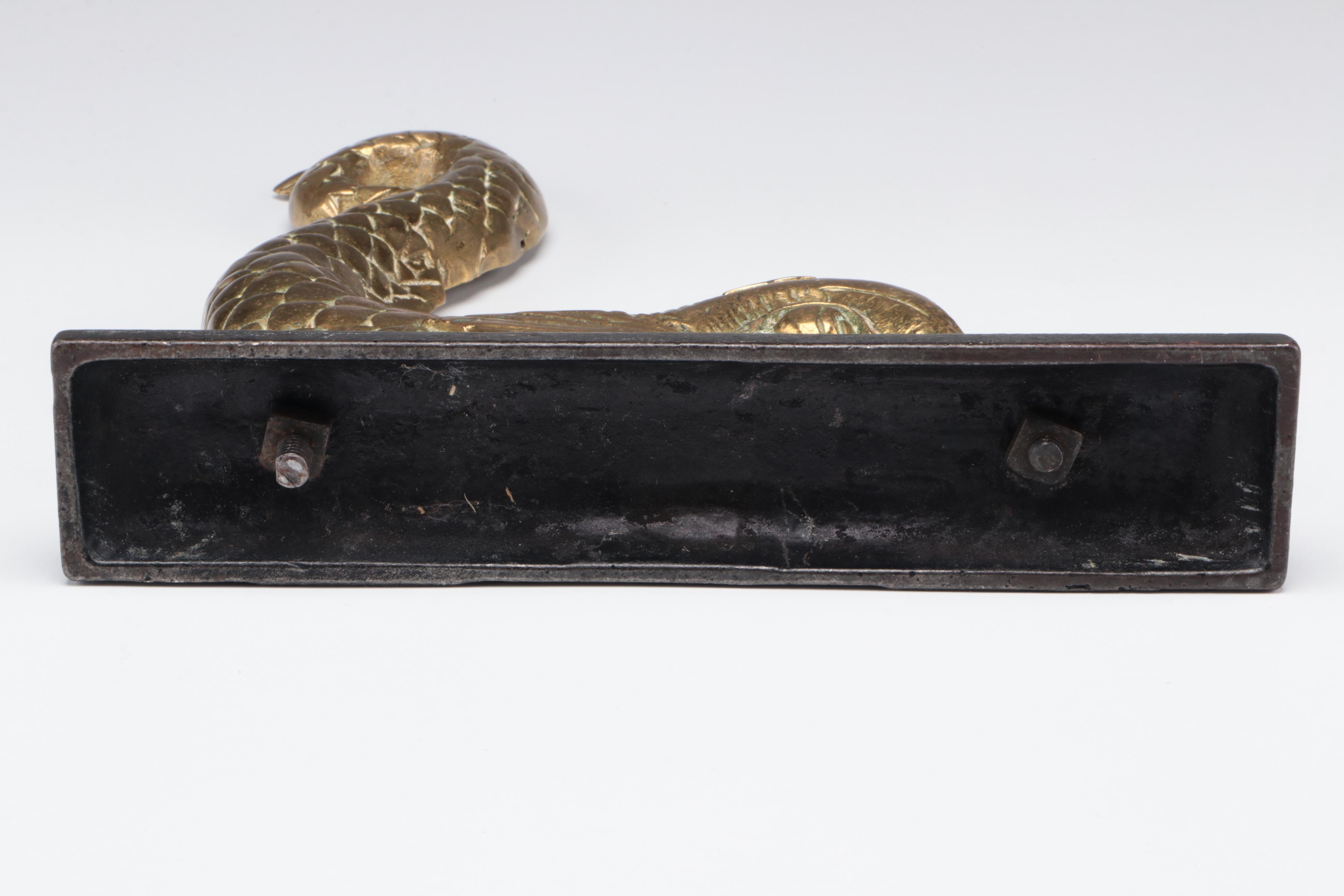 English Brass and Iron Dolphin-Form Doorstop, 19th Cenury
