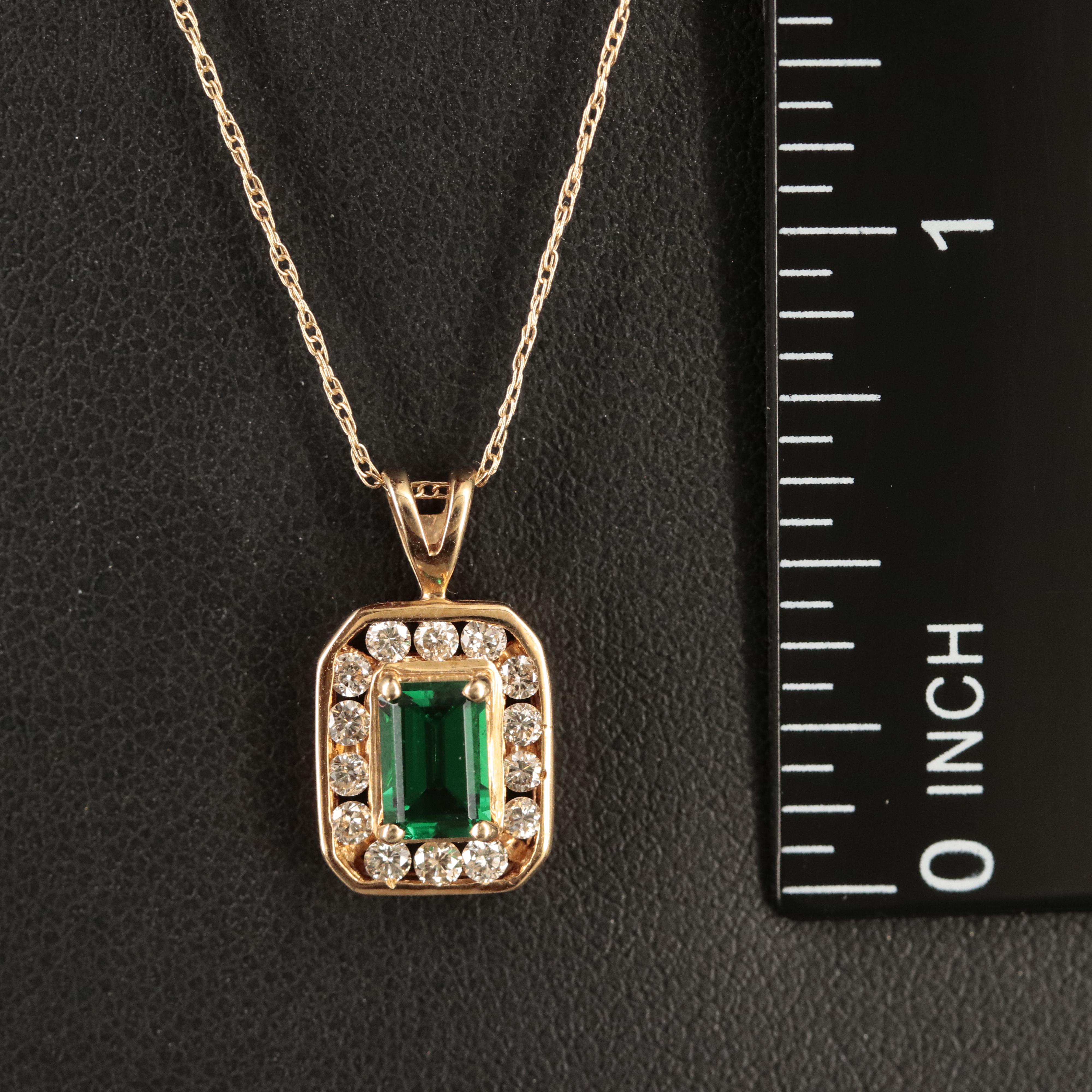 14K Spinel and Diamond Halo Pendant Necklace