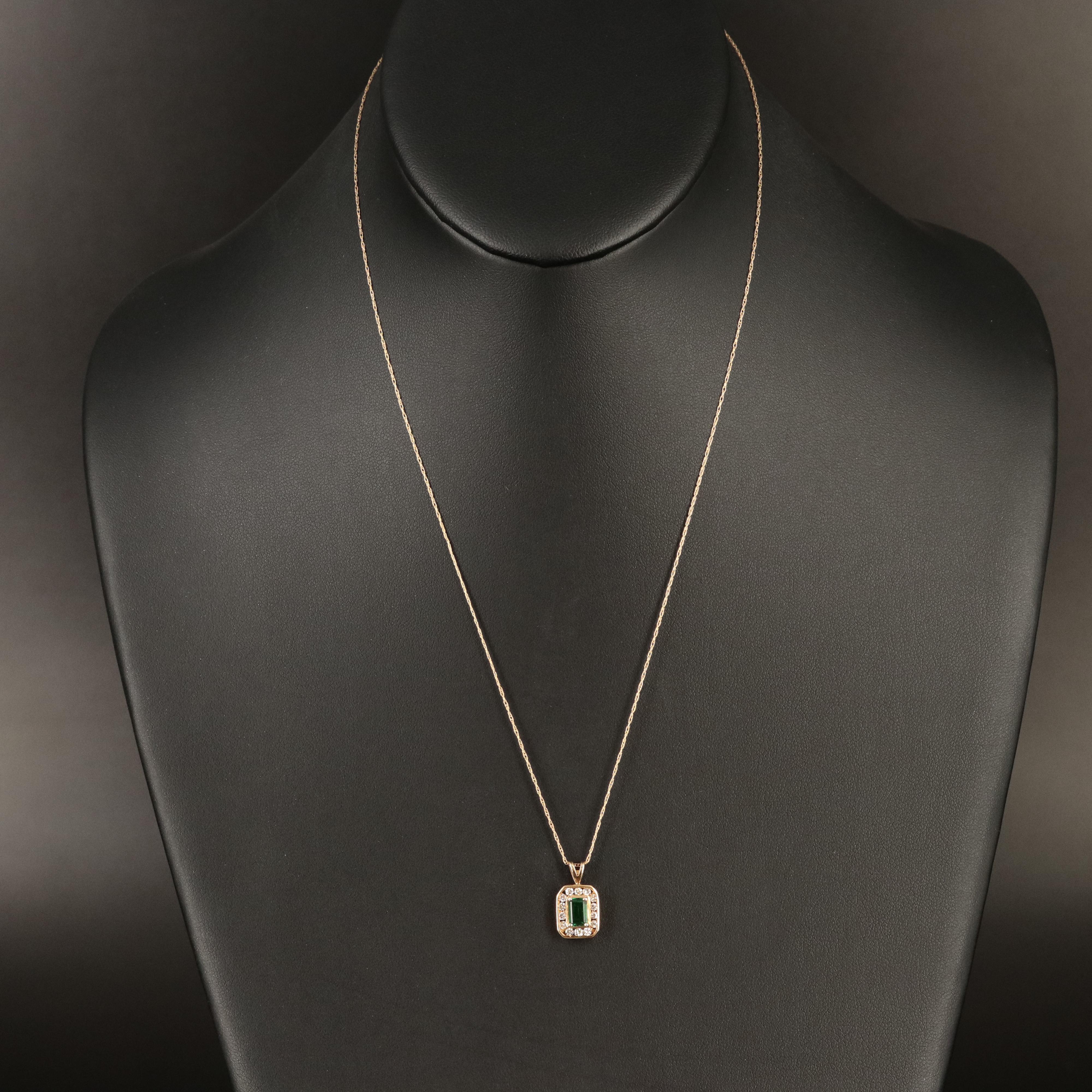 14K Spinel and Diamond Halo Pendant Necklace