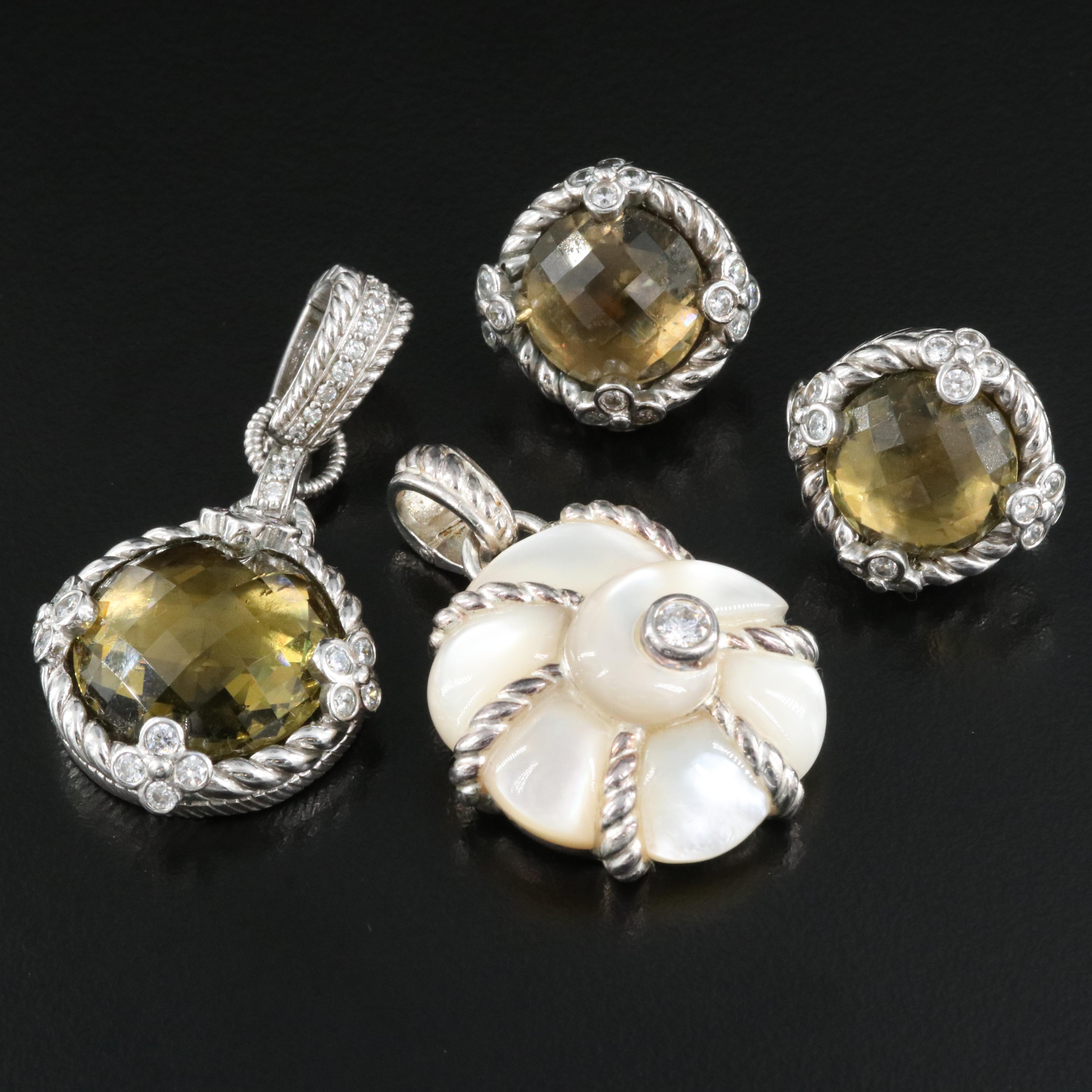 Judith Ripka Enhancer Pendants and Earring Set Including Smoky Quartz