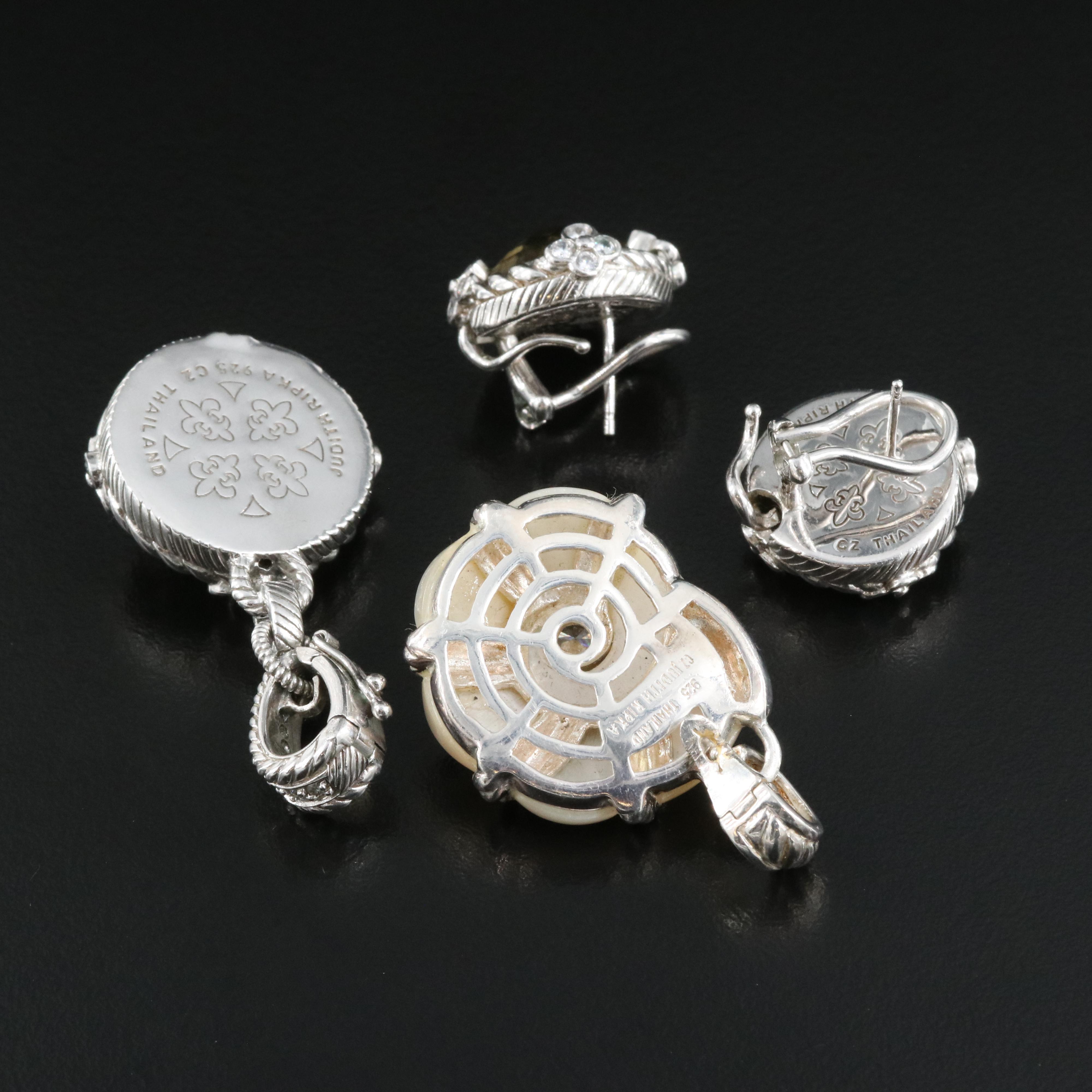 Judith Ripka Enhancer Pendants and Earring Set Including Smoky Quartz