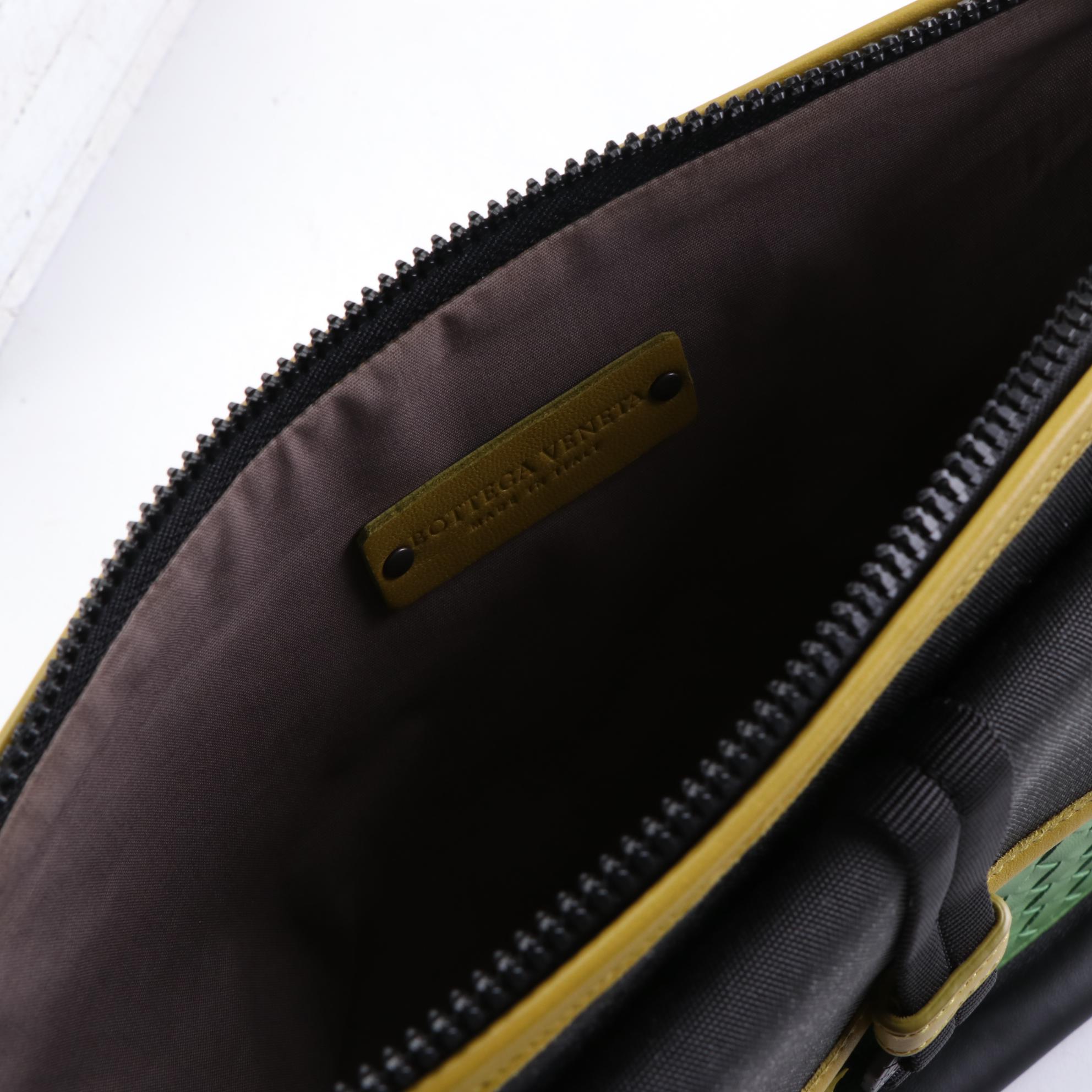 Bottega Veneta Meridian Pouch in Canvas and Intrecciato Leather