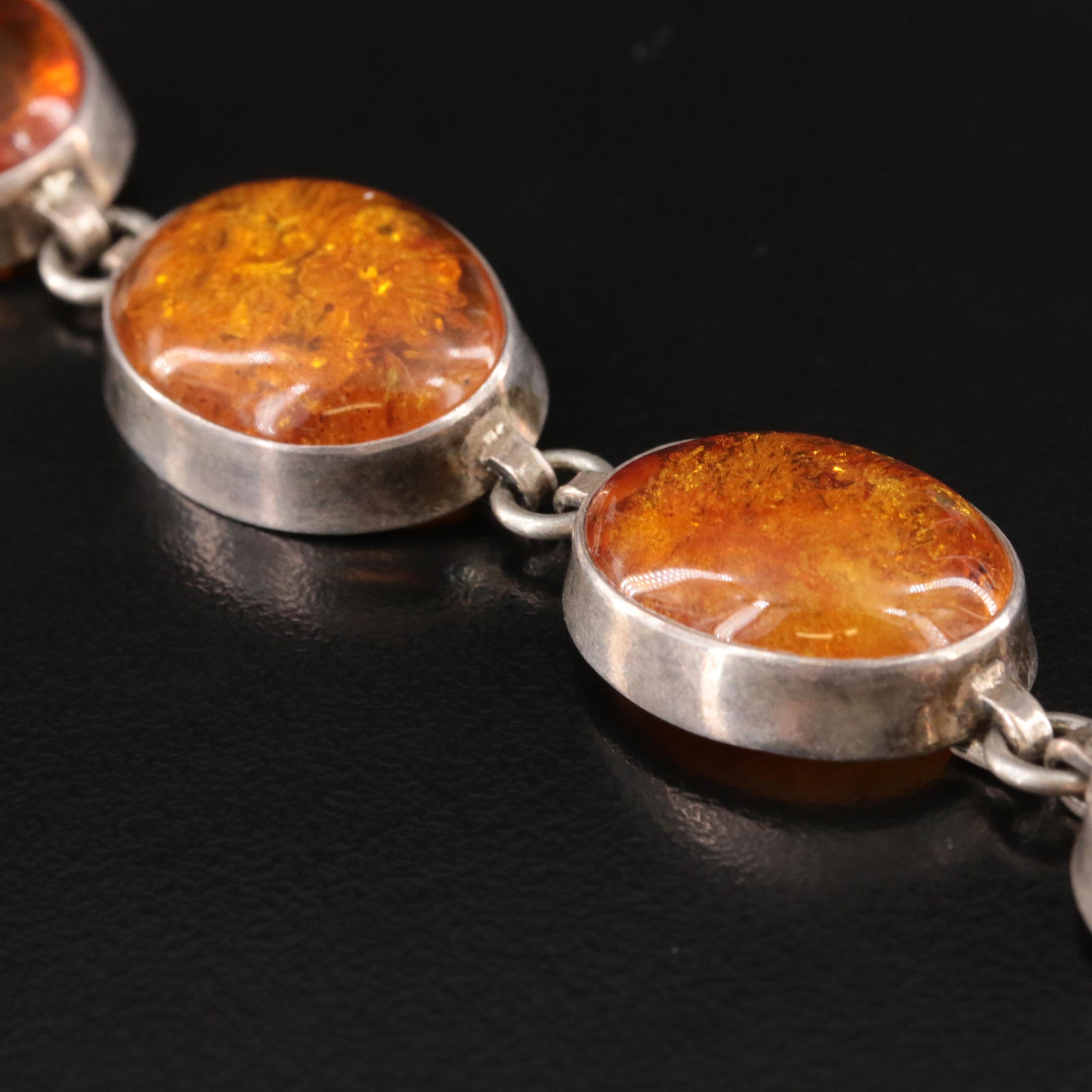 Sterling Amber Bracelet Including Mutton Fat Amber