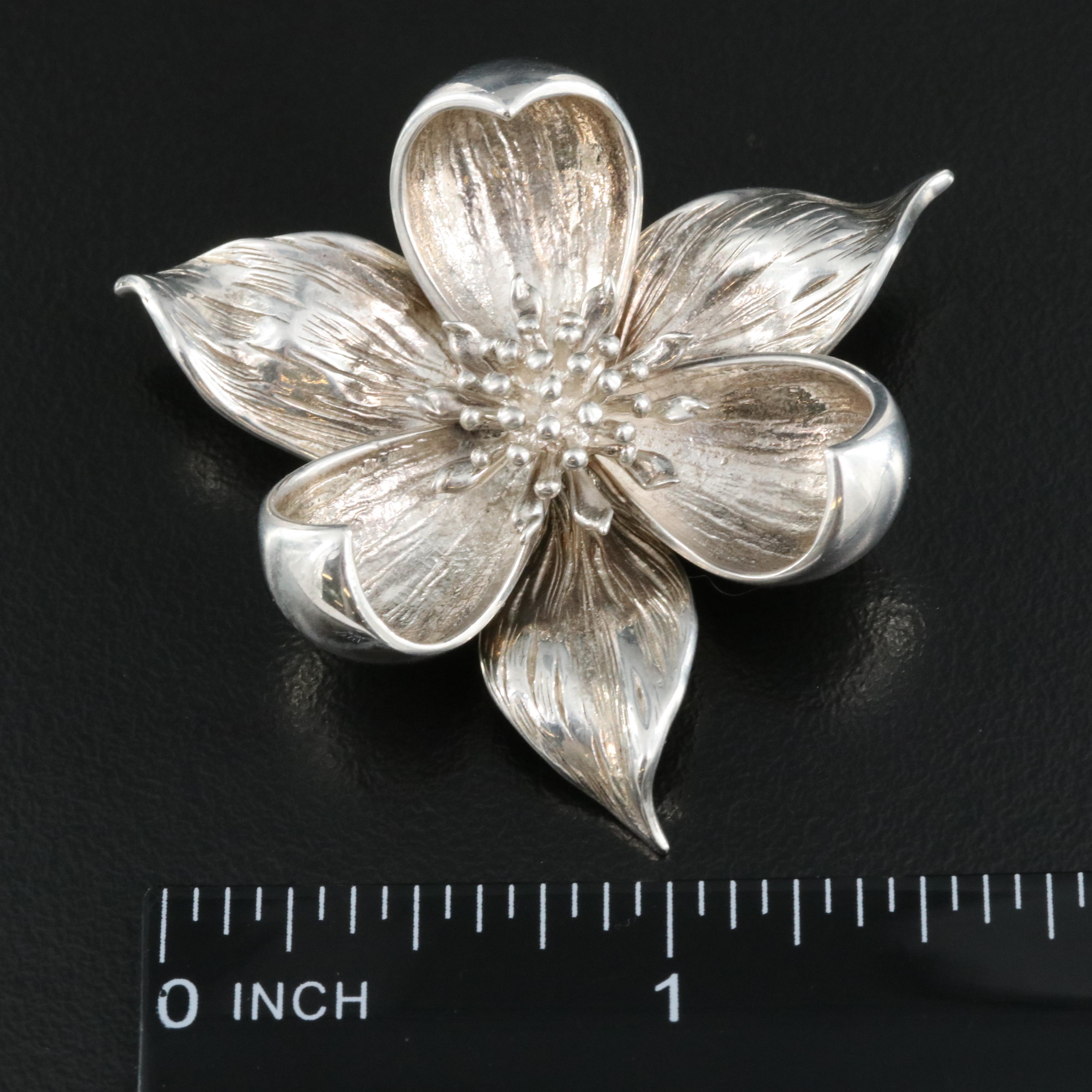 Tiffany & Co. Sterling Magnolia Flower Brooch