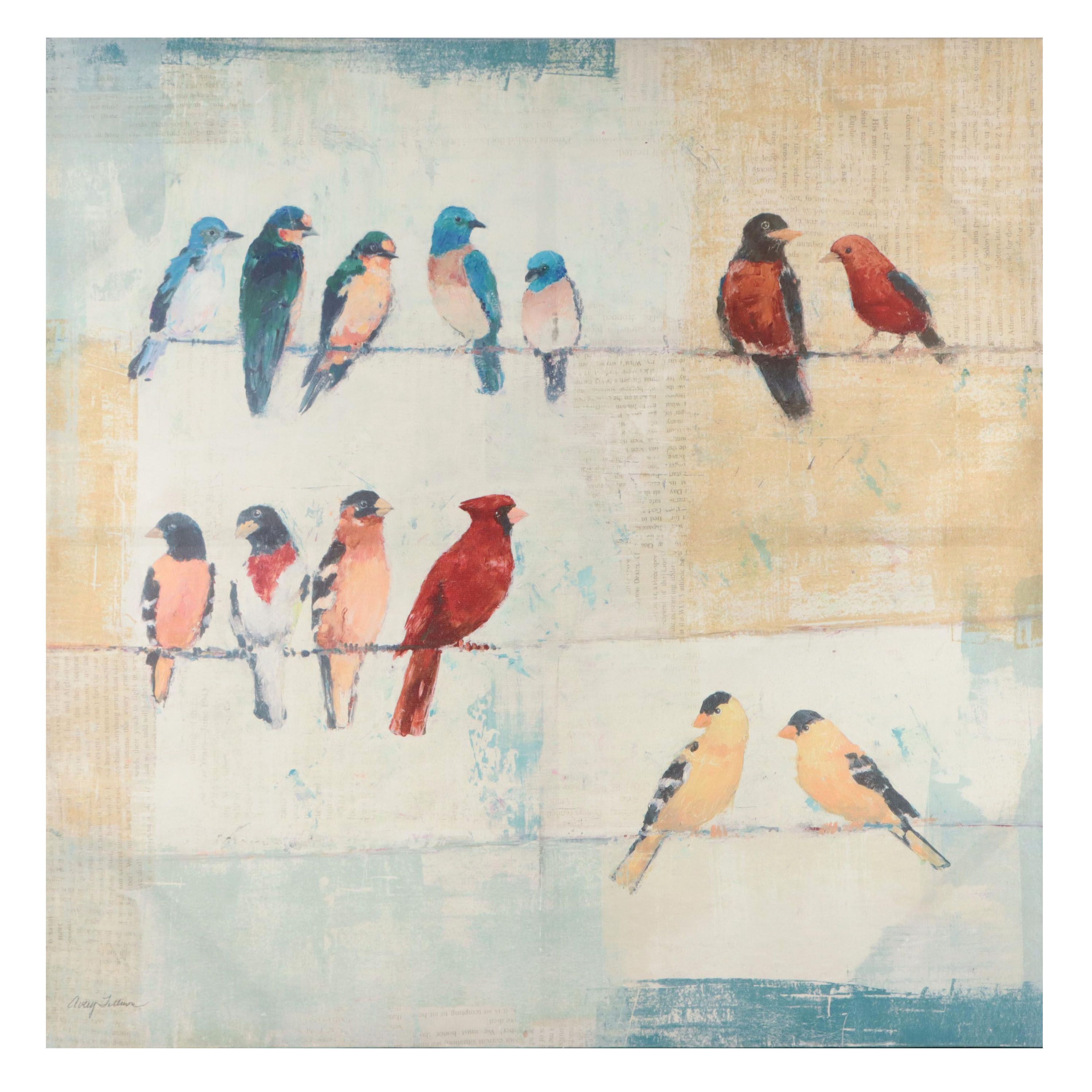 Giclée After Avery Tillmon of Birds Resting on a Cable, 21st Century