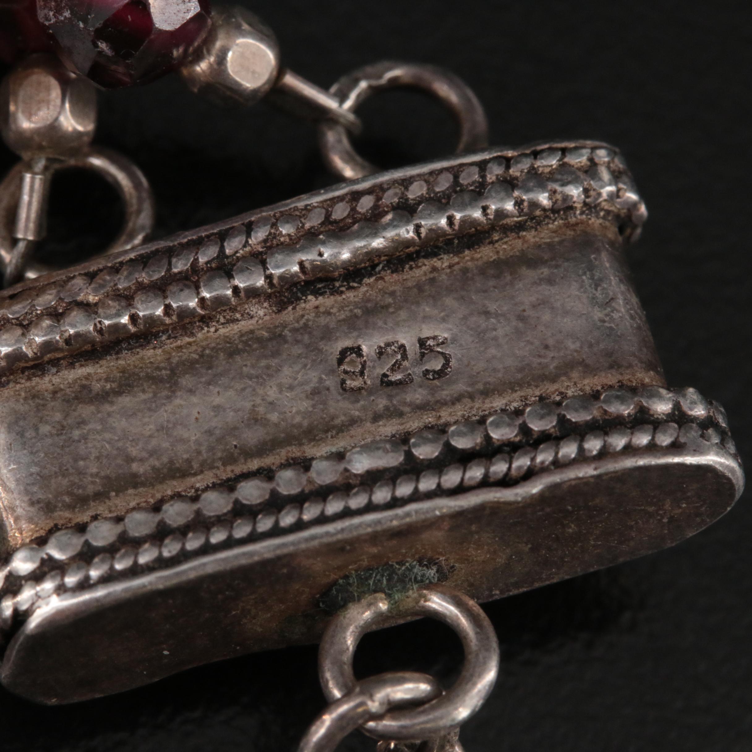 Sterling Pearl and Garnet Double Row Bracelet