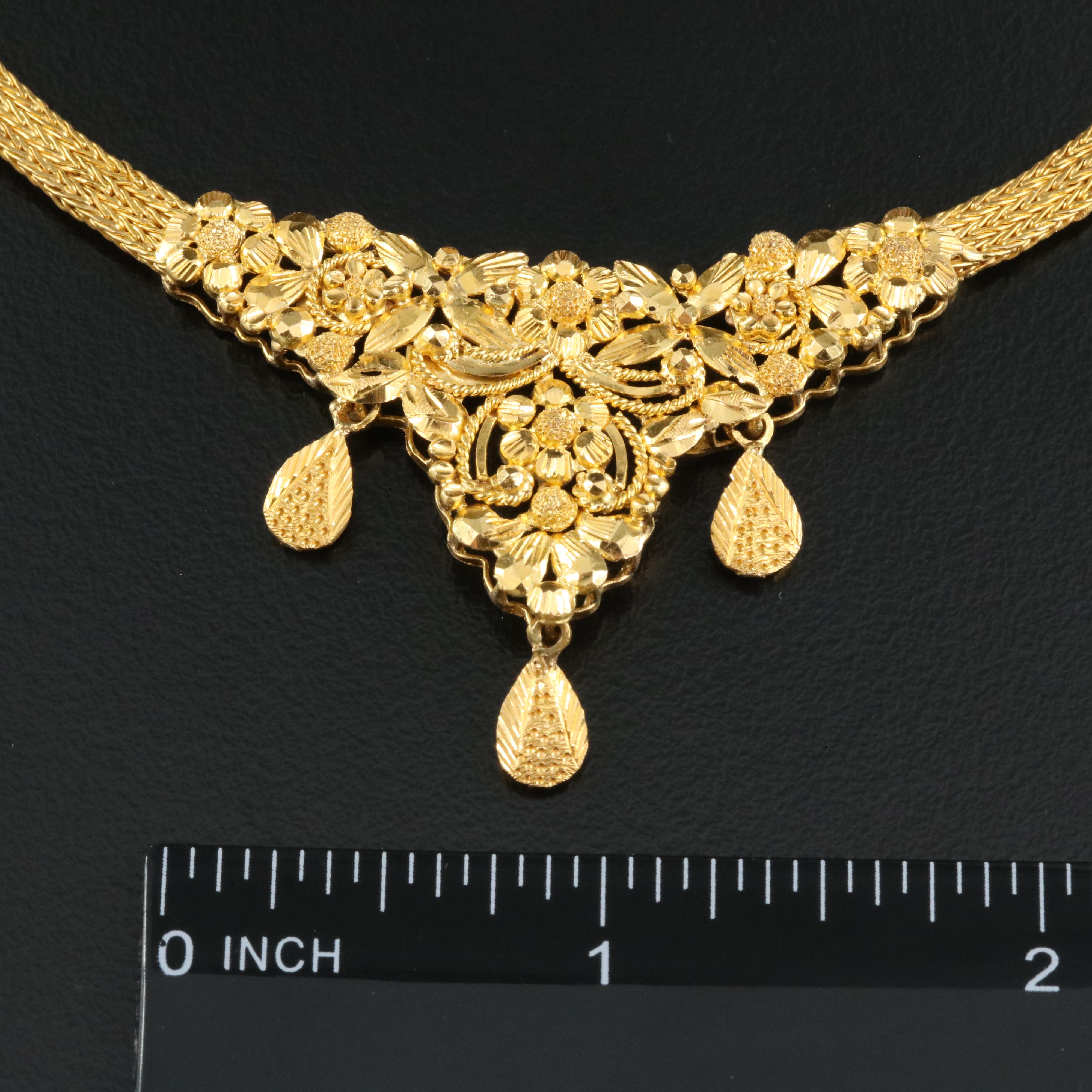 20K and 14K Indian Necklace and Earring Set