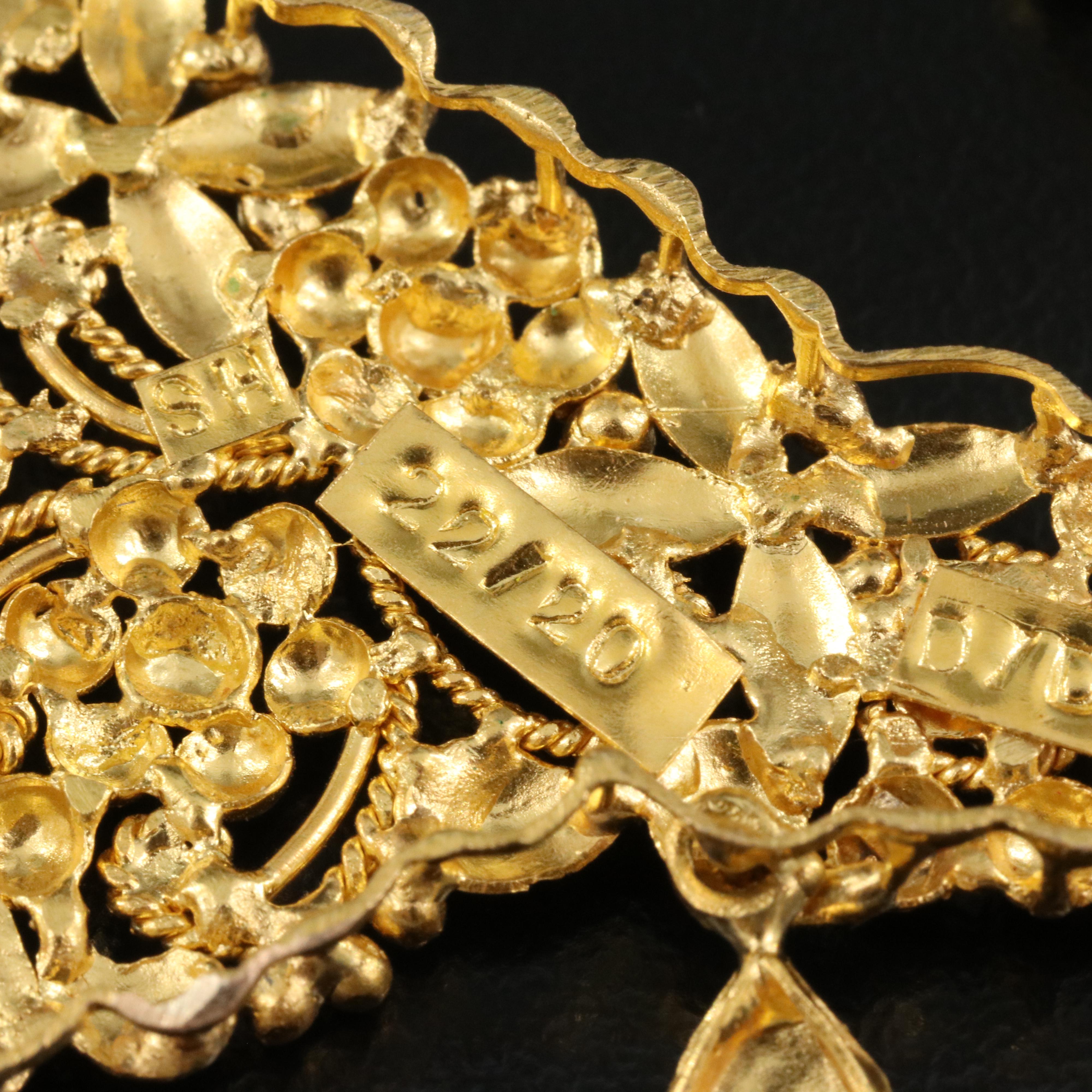 20K and 14K Indian Necklace and Earring Set