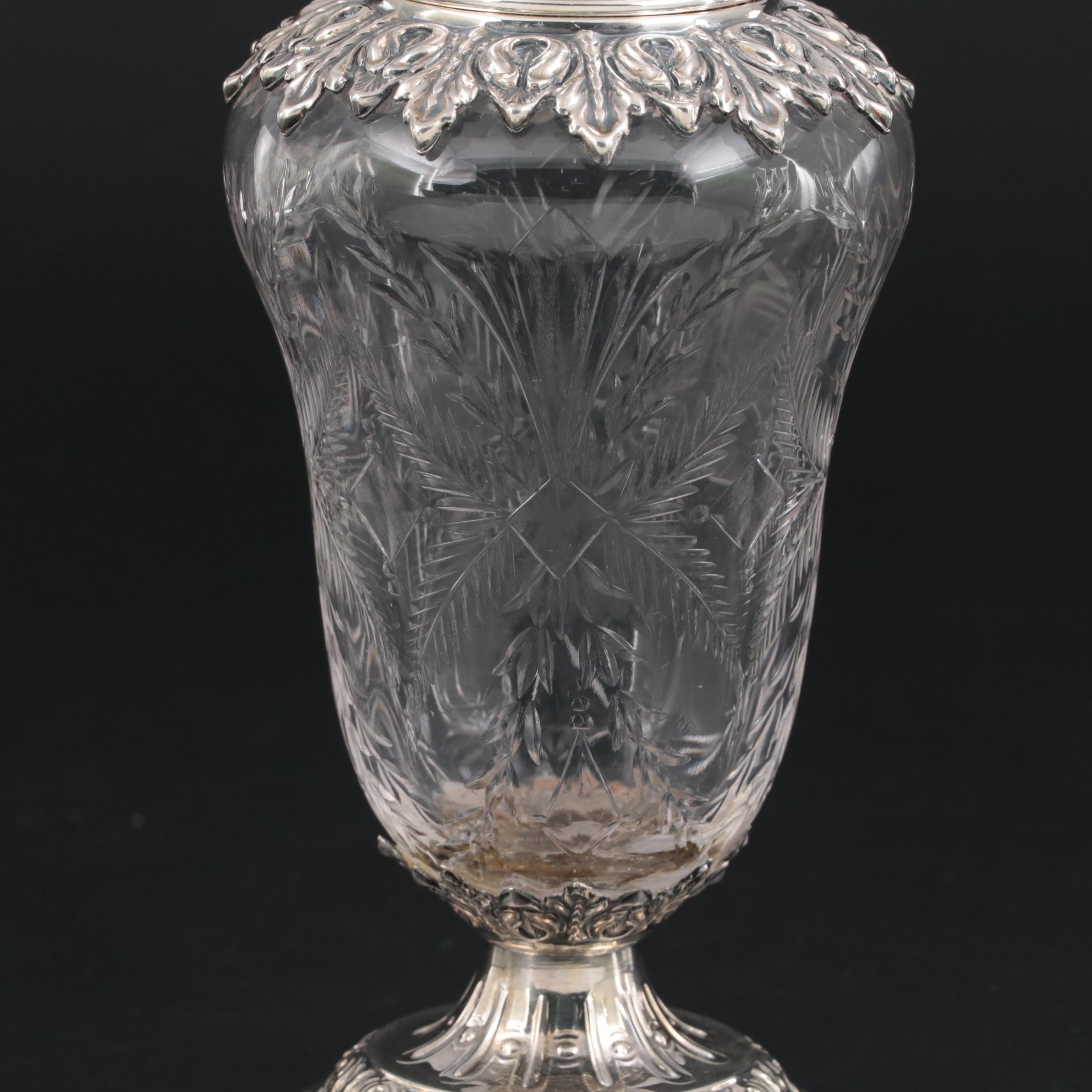 Wm. B. Durgin Co. Neoclassical Style Cut Glass and Sterling Silver Muffineer