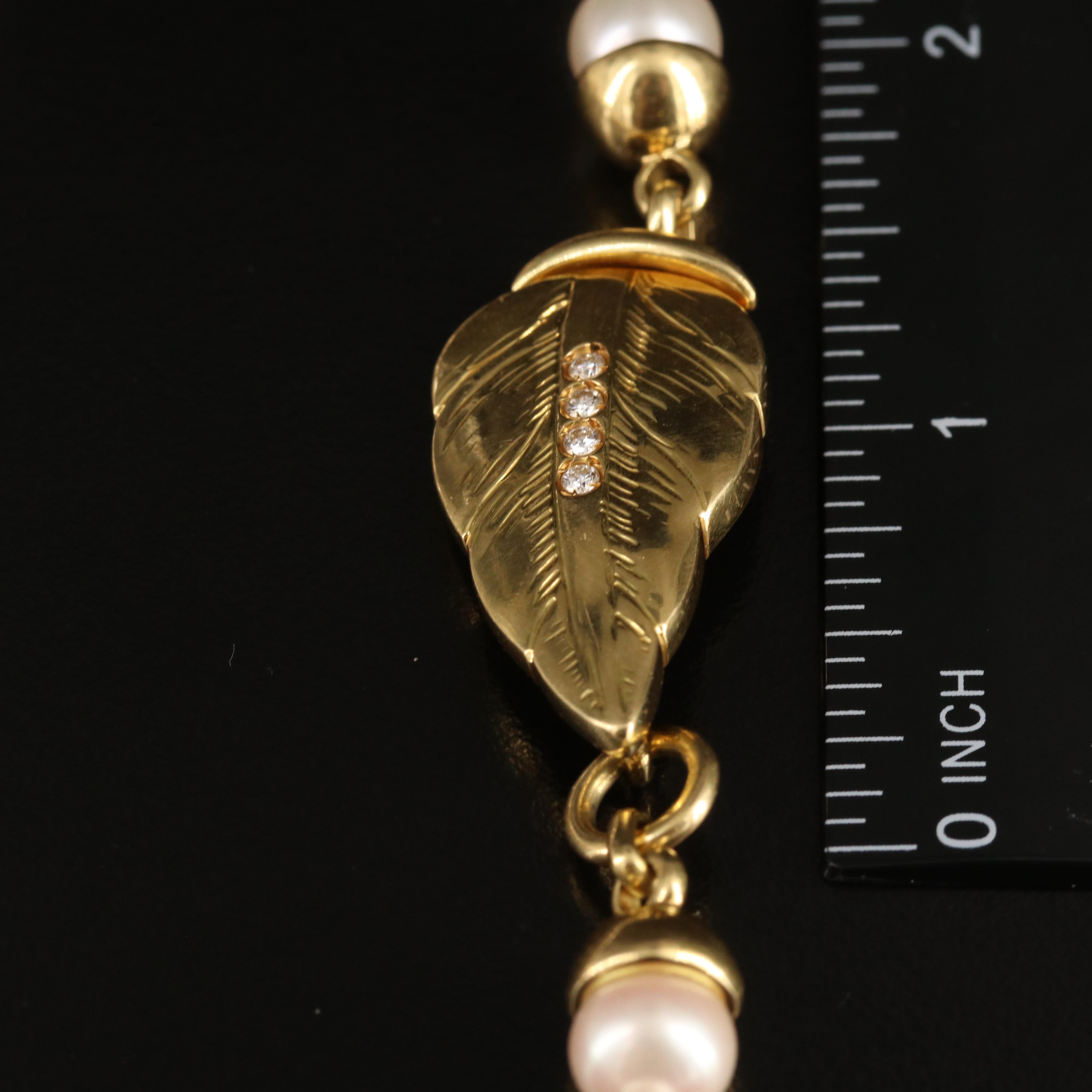 Silvia Kelly 18K Pearl Necklace with Diamond Accents