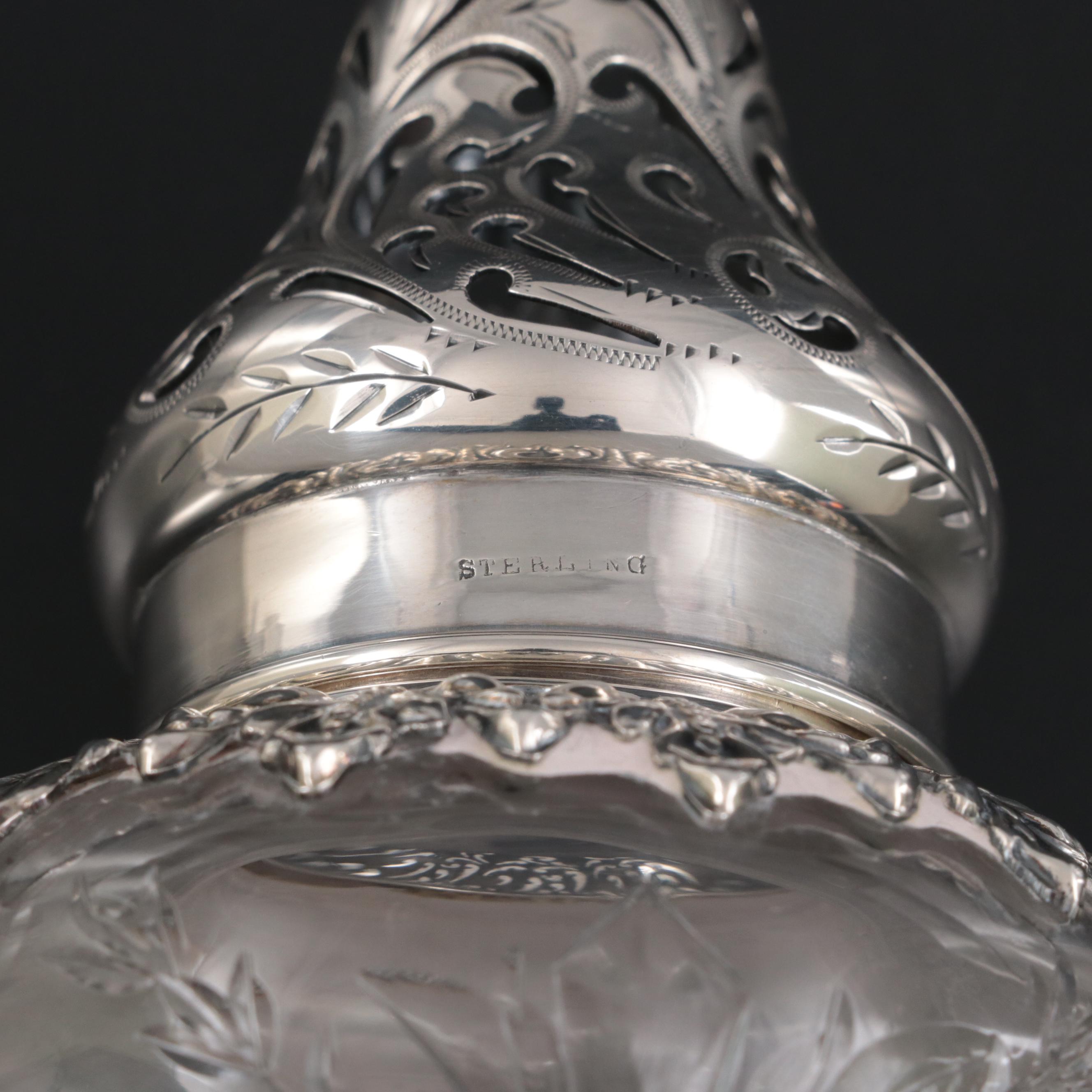 Wm. B. Durgin Co. Neoclassical Style Cut Glass and Sterling Silver Muffineer