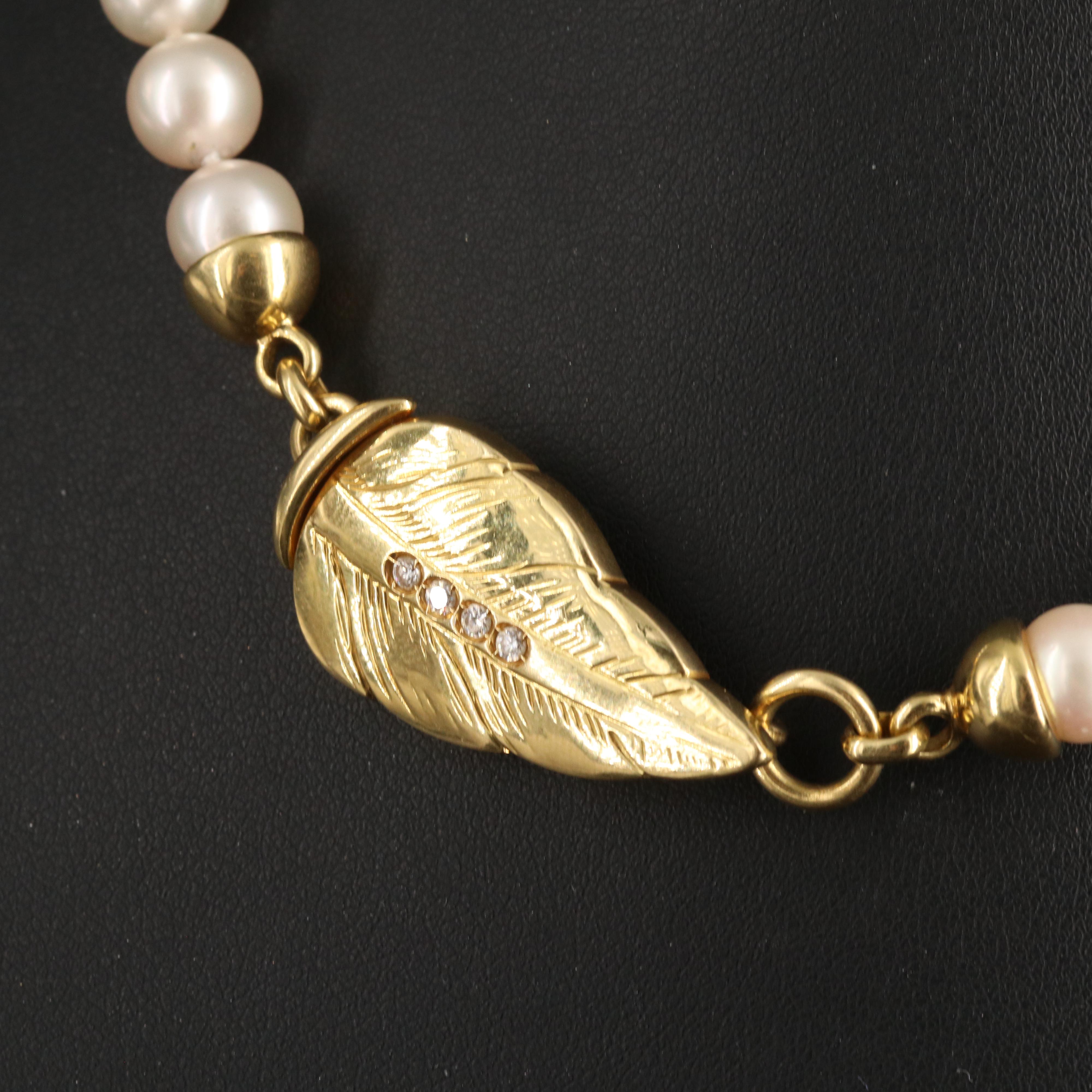 Silvia Kelly 18K Pearl Necklace with Diamond Accents