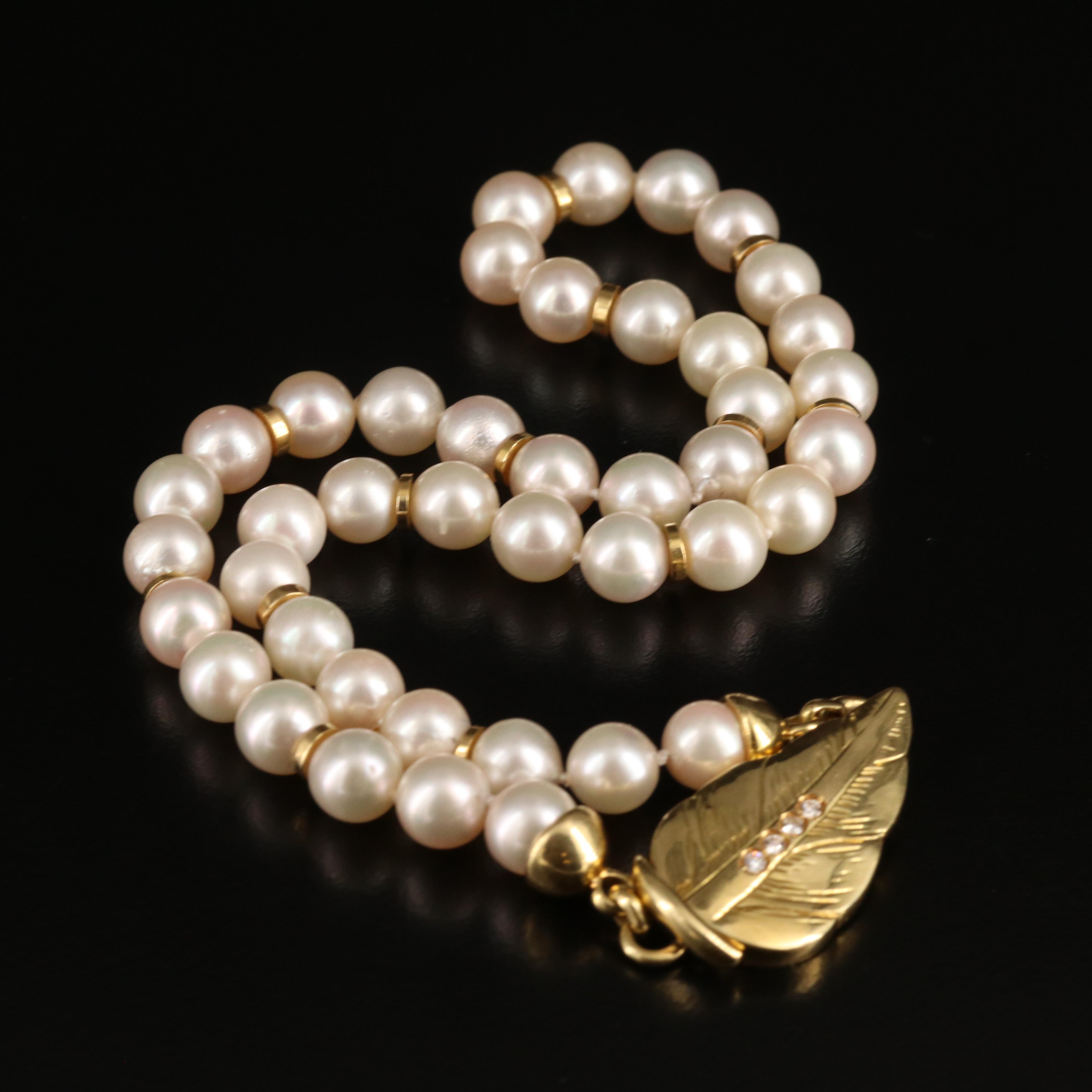 Silvia Kelly 18K Pearl Necklace with Diamond Accents