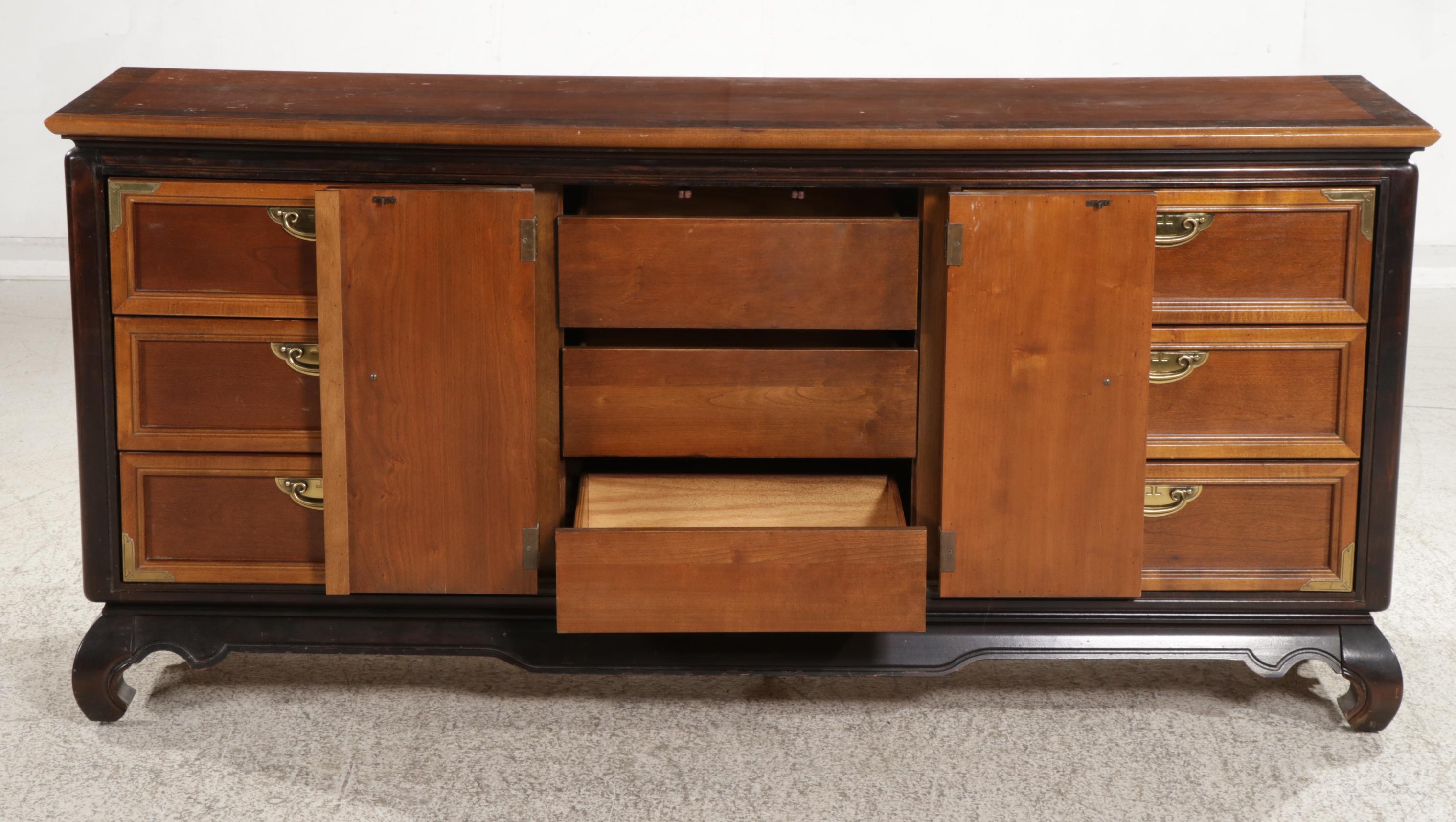 Broyhill Premier Collection Chinese Style Walnut Dresser, Late 20th Century